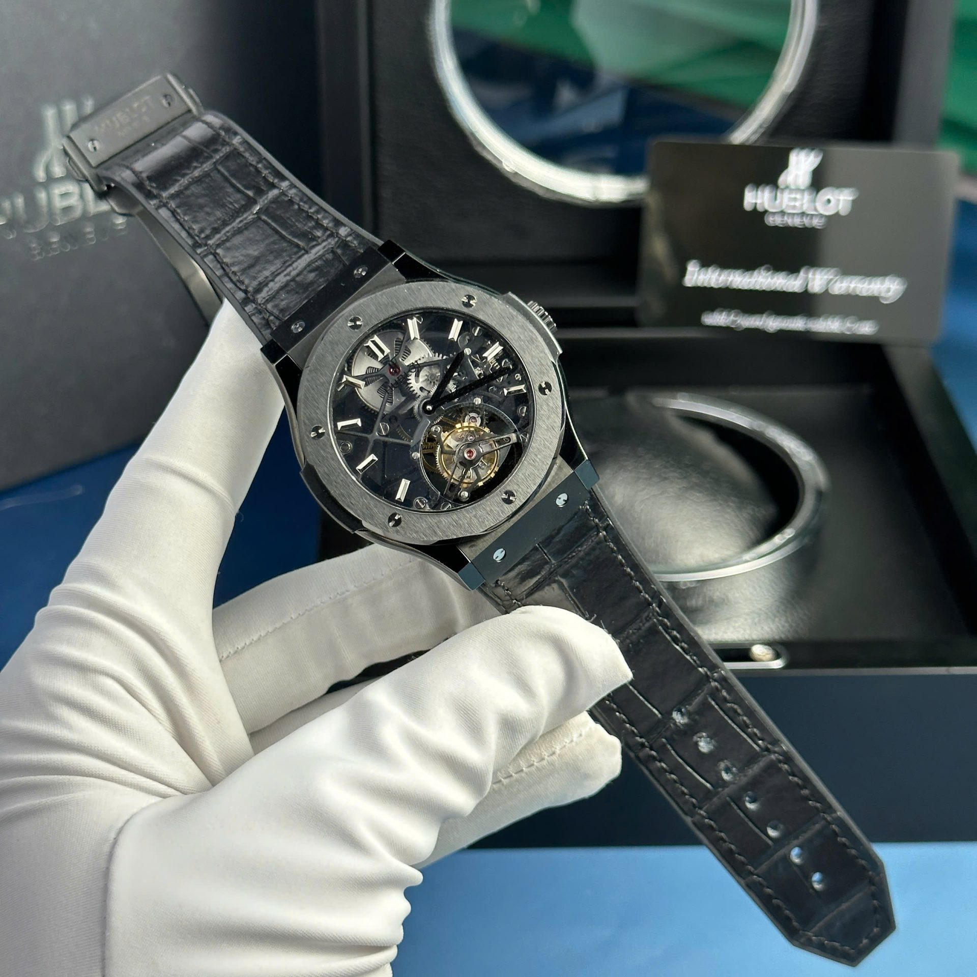 Hublot Replica Watch Classic Fusion Skeleton Tourbillon Black Ceramic 45mm - Elite Watch Atelier
