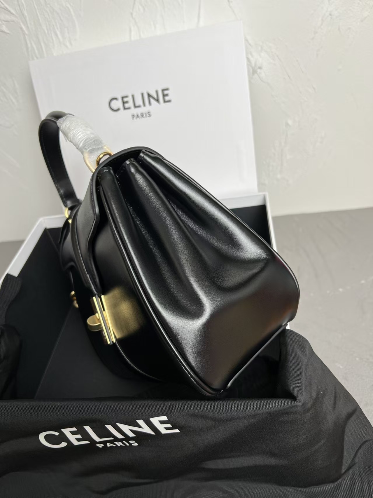 Celine Black Mini 16 in Satinated Calfskin Bag1:1High-quality replica