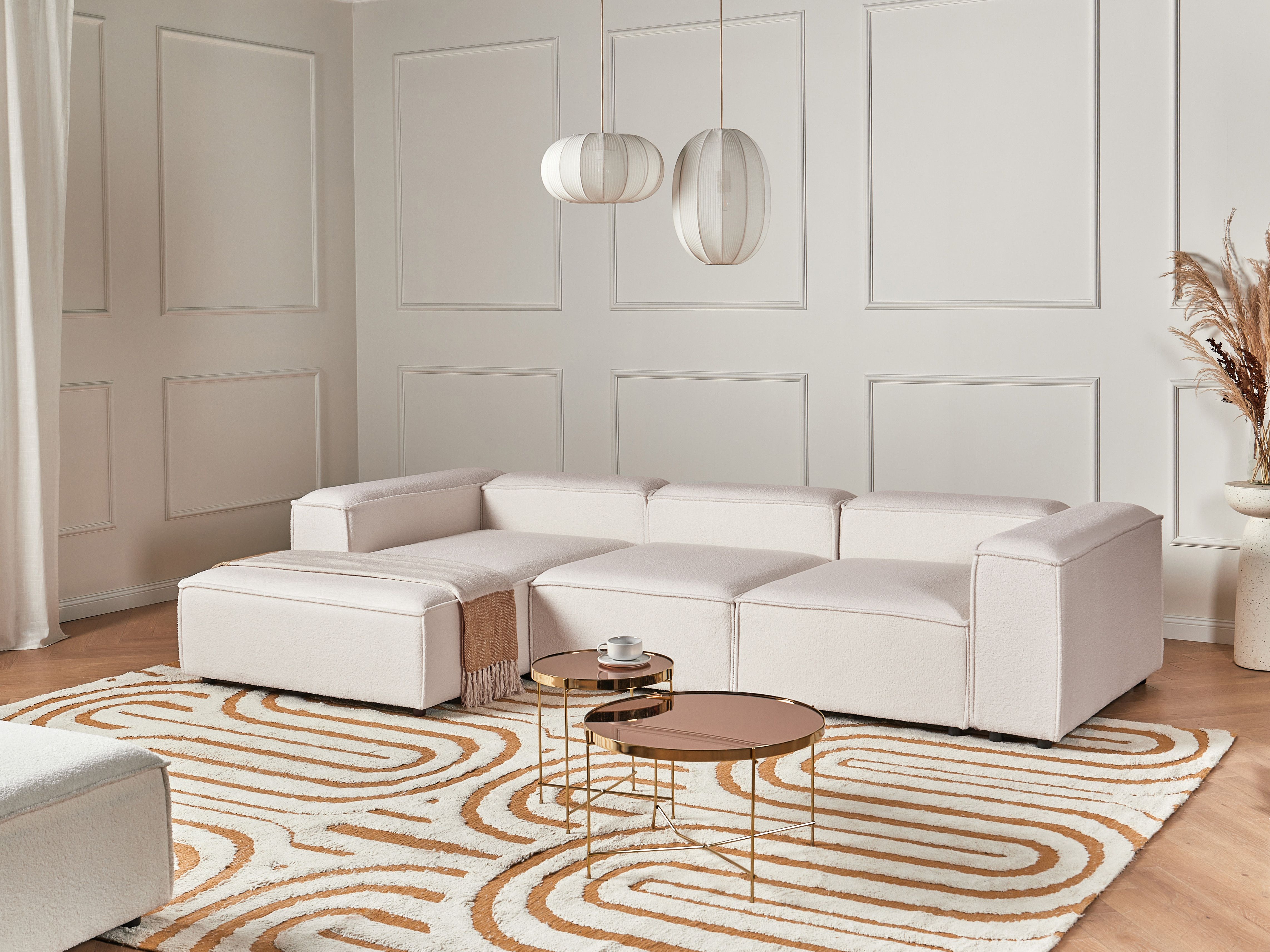 Modular Corner Sofa 4 Seater ARDAL Boucle Off-White Right Hand