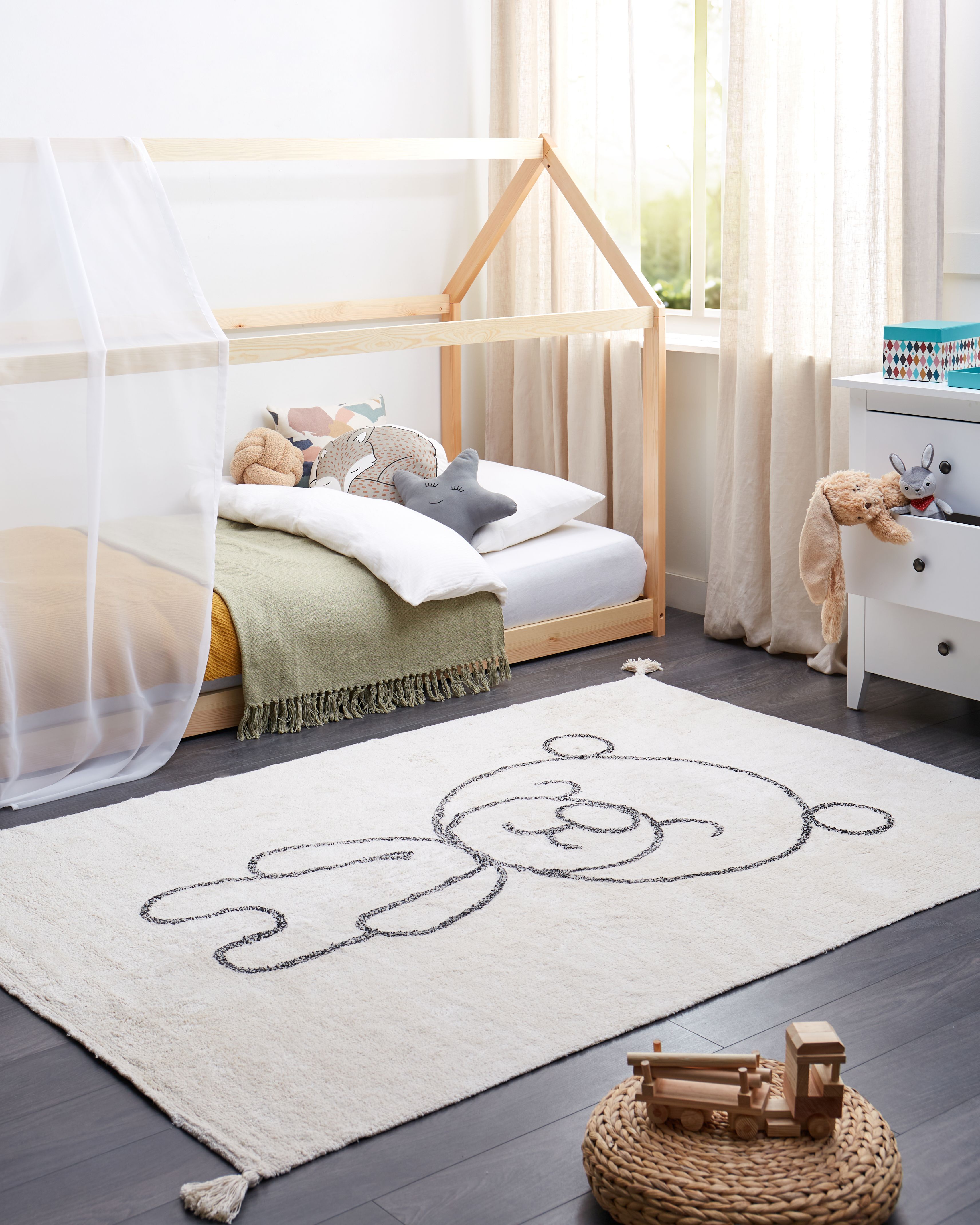 Kids Rug ZORAKAN Light Beige 140 x 200 cm Cotton