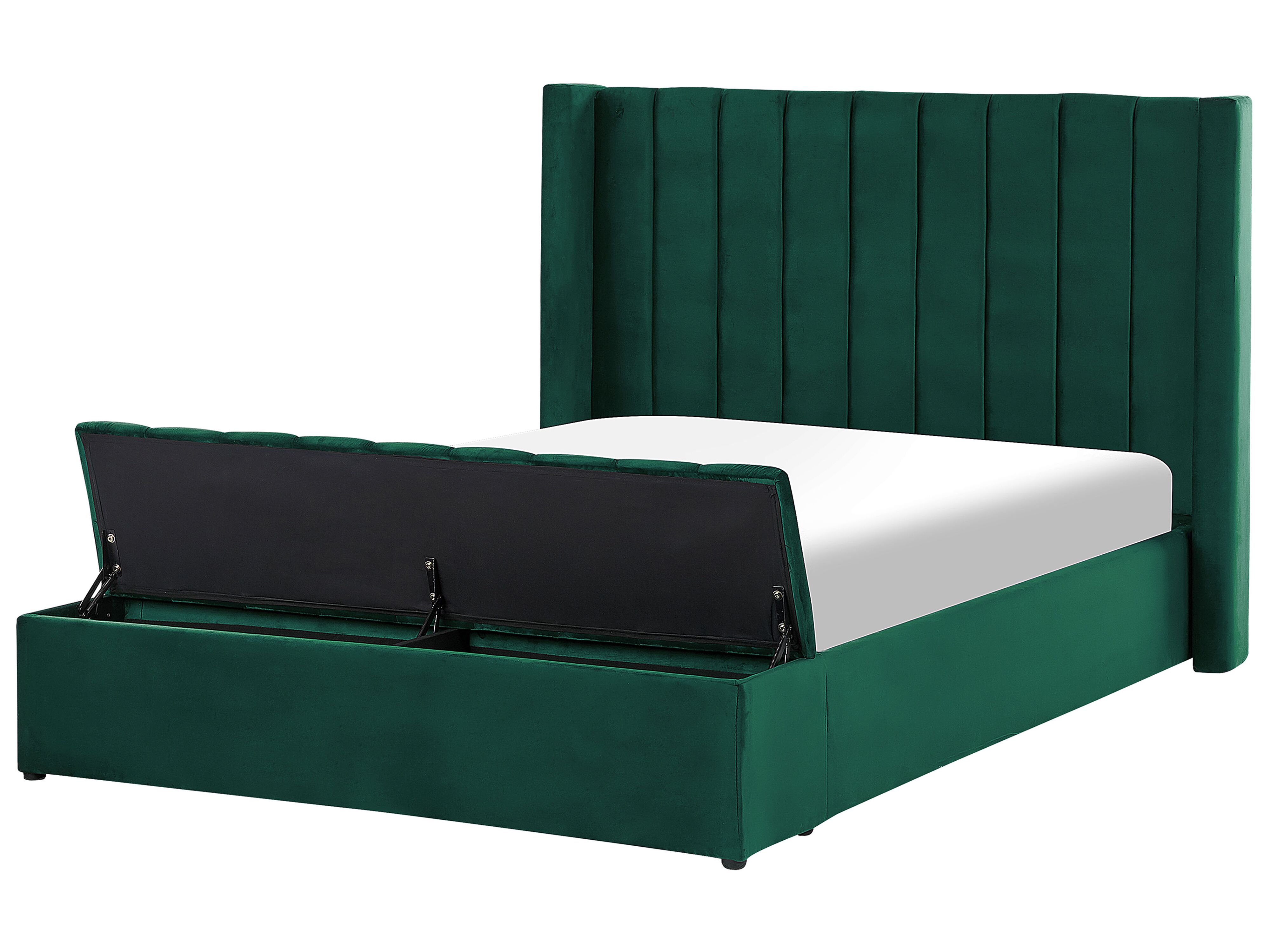Bed with Storage Bench Velvet NOYERS 140 x 200 cm (EU Double) Emerald Green