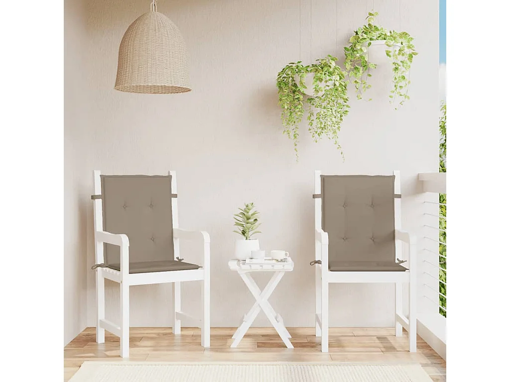 Coussins de chaise de jardin à dossier bas lot de 2 taupe