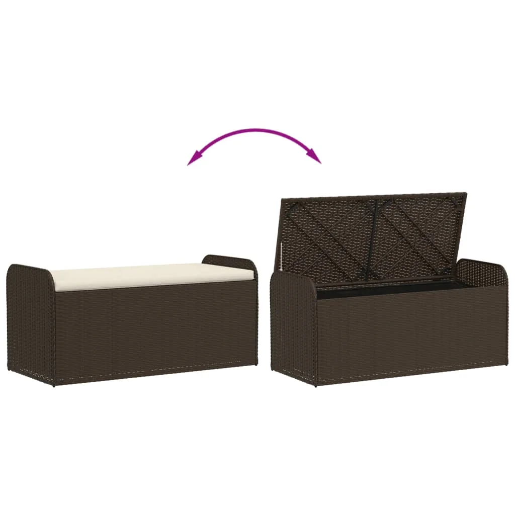 vidaXL Storage Bench with Cushion Outdoor Garden Seat Furniture Poly Rattan - Image 48