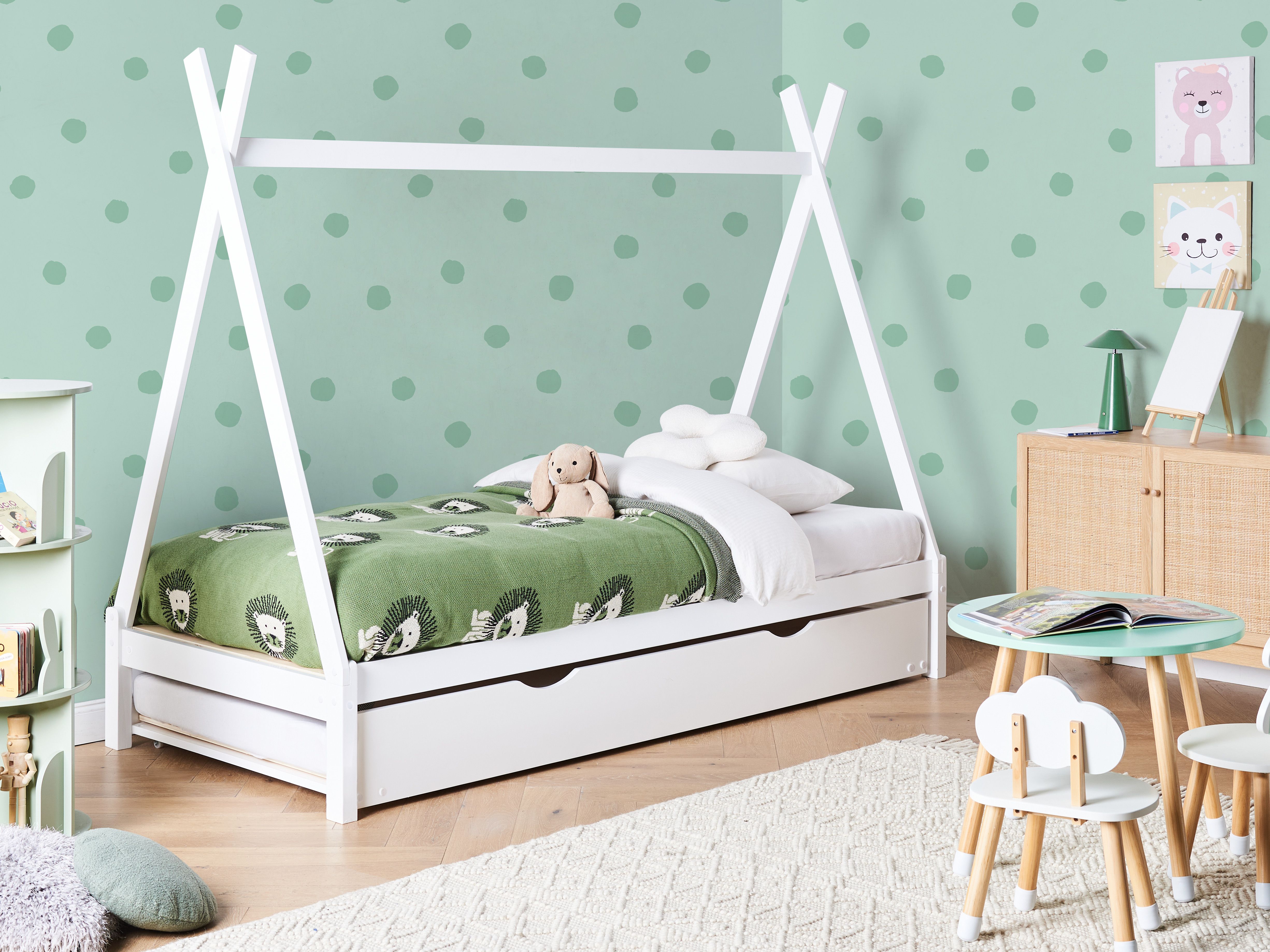 Kids Trundle Bed Pine Wood TALMONTIERS 90 x 200 cm (EU Single) White