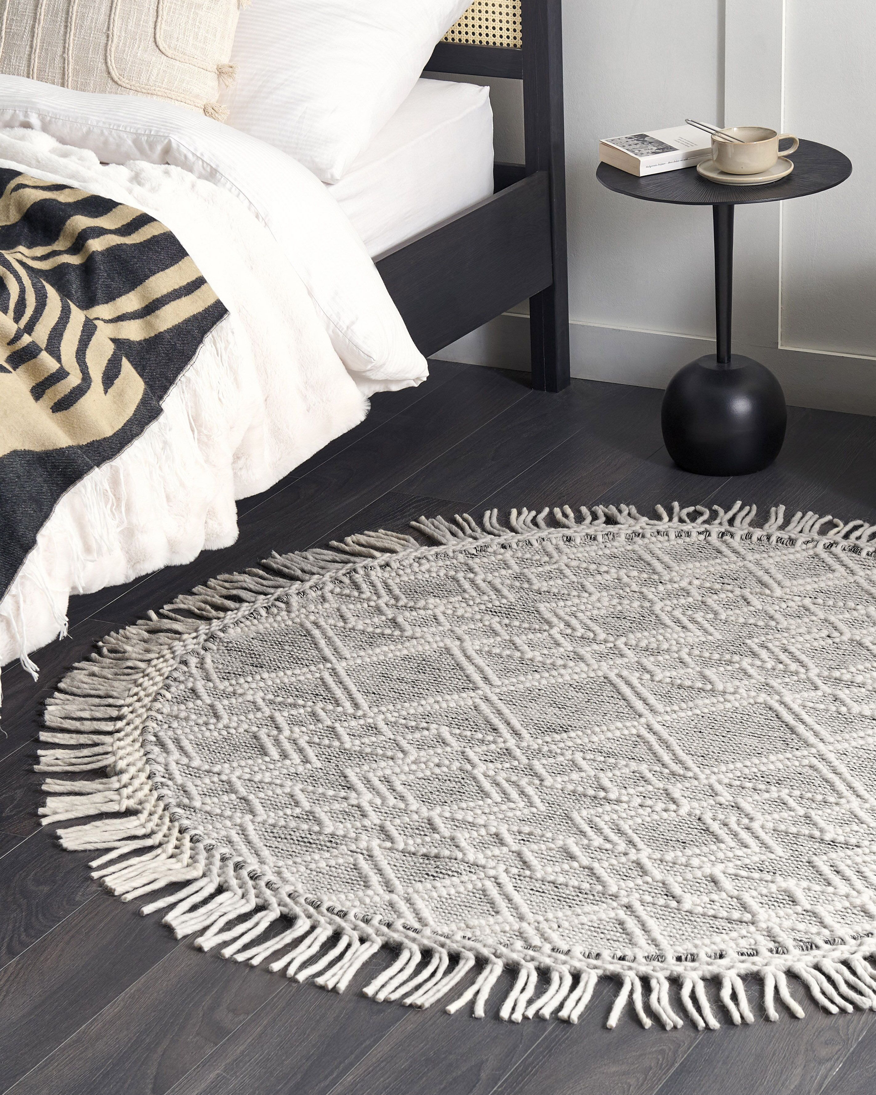 Rug BULDAN Grey ø 140 cm Wool
