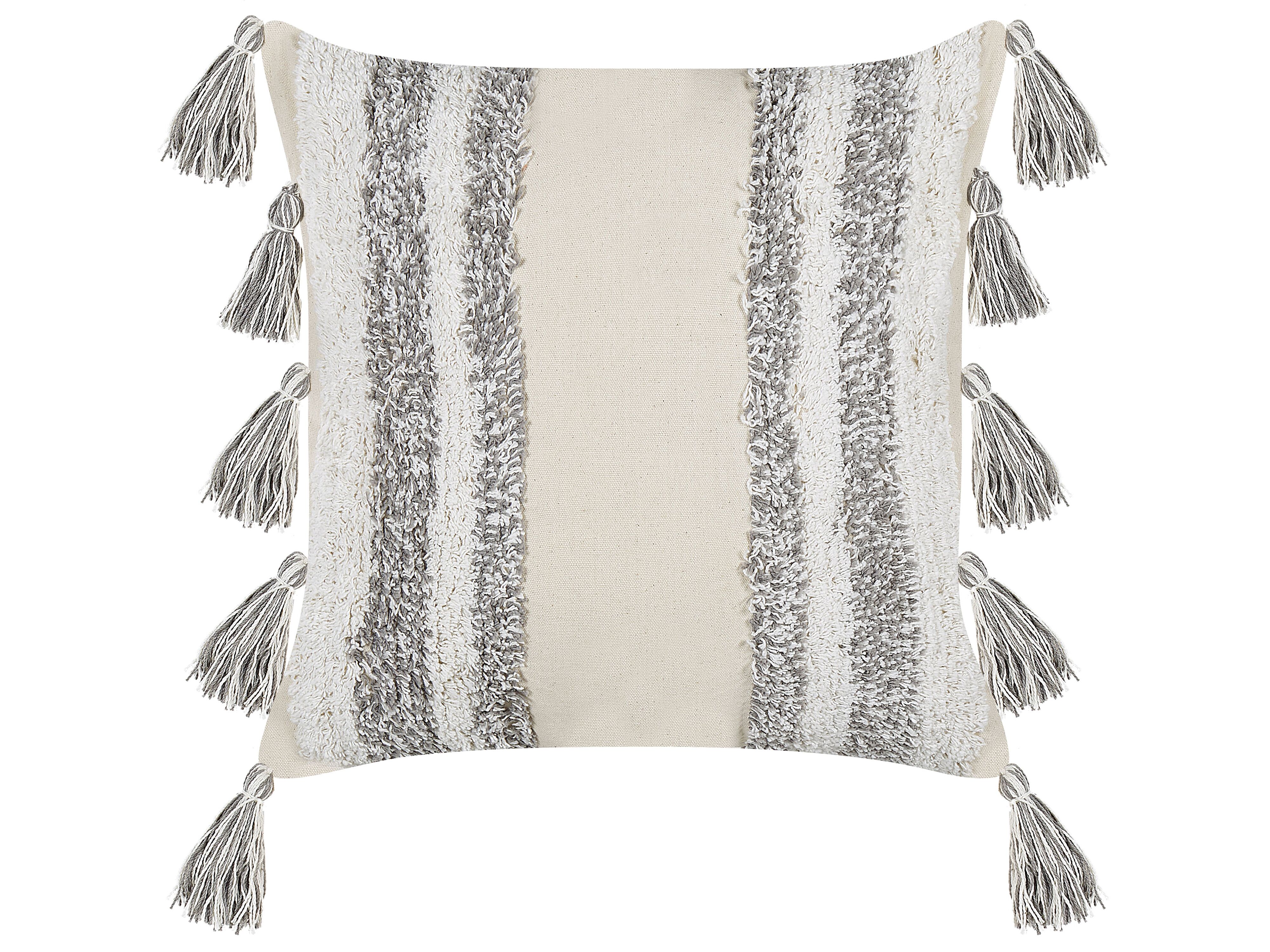 Throw Cushion HELICONIA Cotton 45 x 45 cm Beige Striped