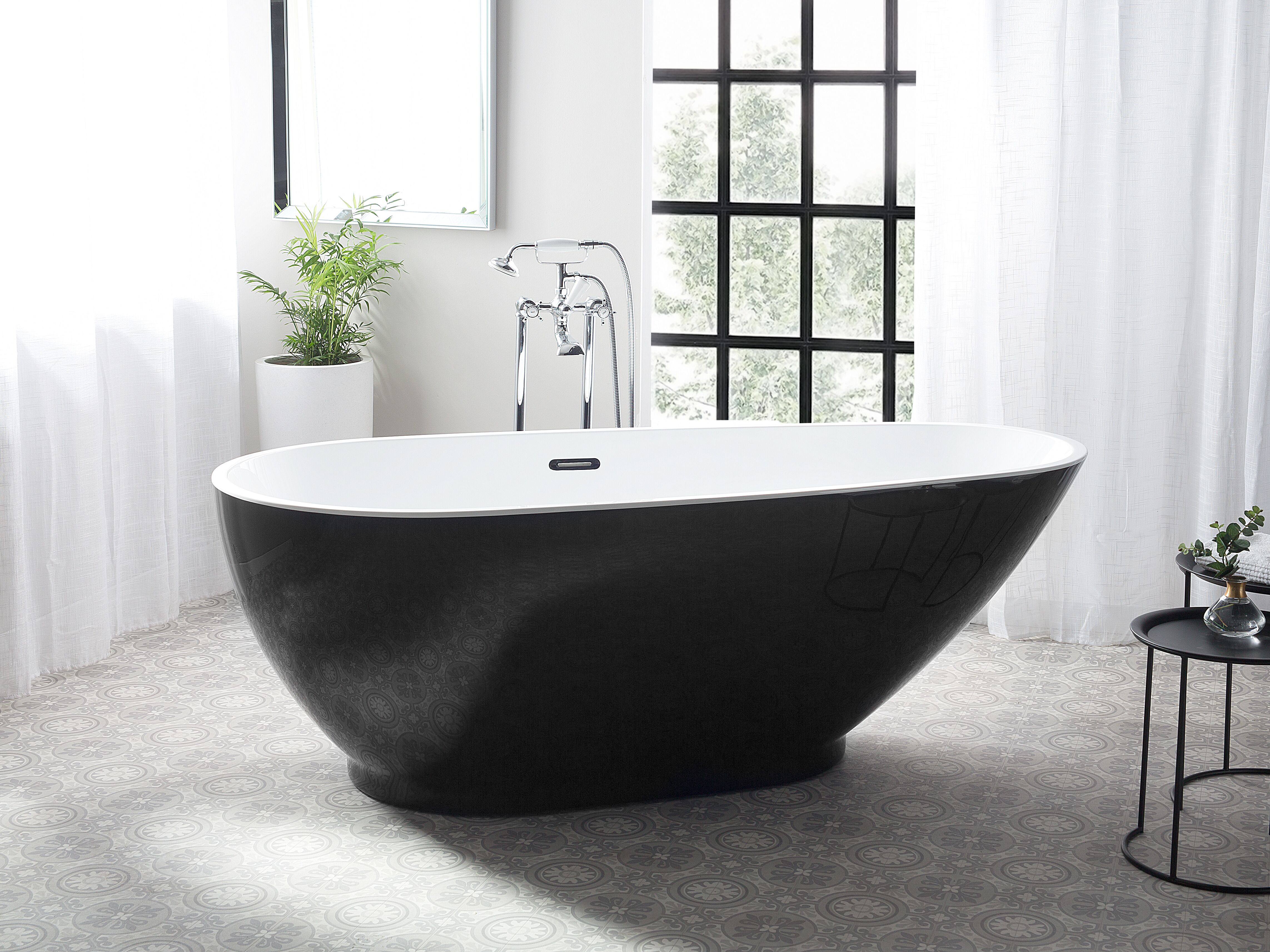 Freestanding Bathtub GUIANA 1730 x 820 mm Black/ White