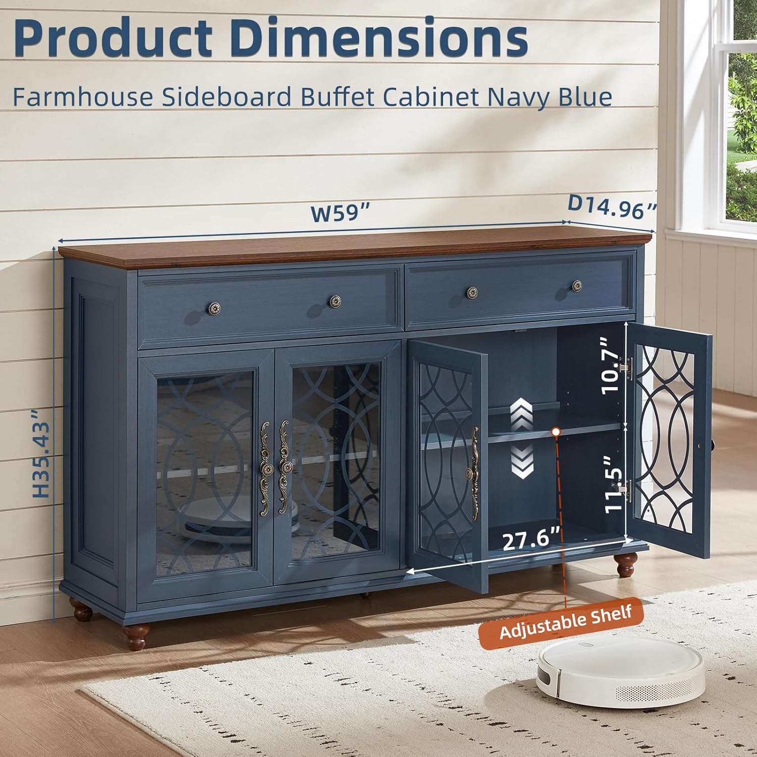 Joaxswe Farmhouse Sideboard Buffet Cabinet with Storage,59