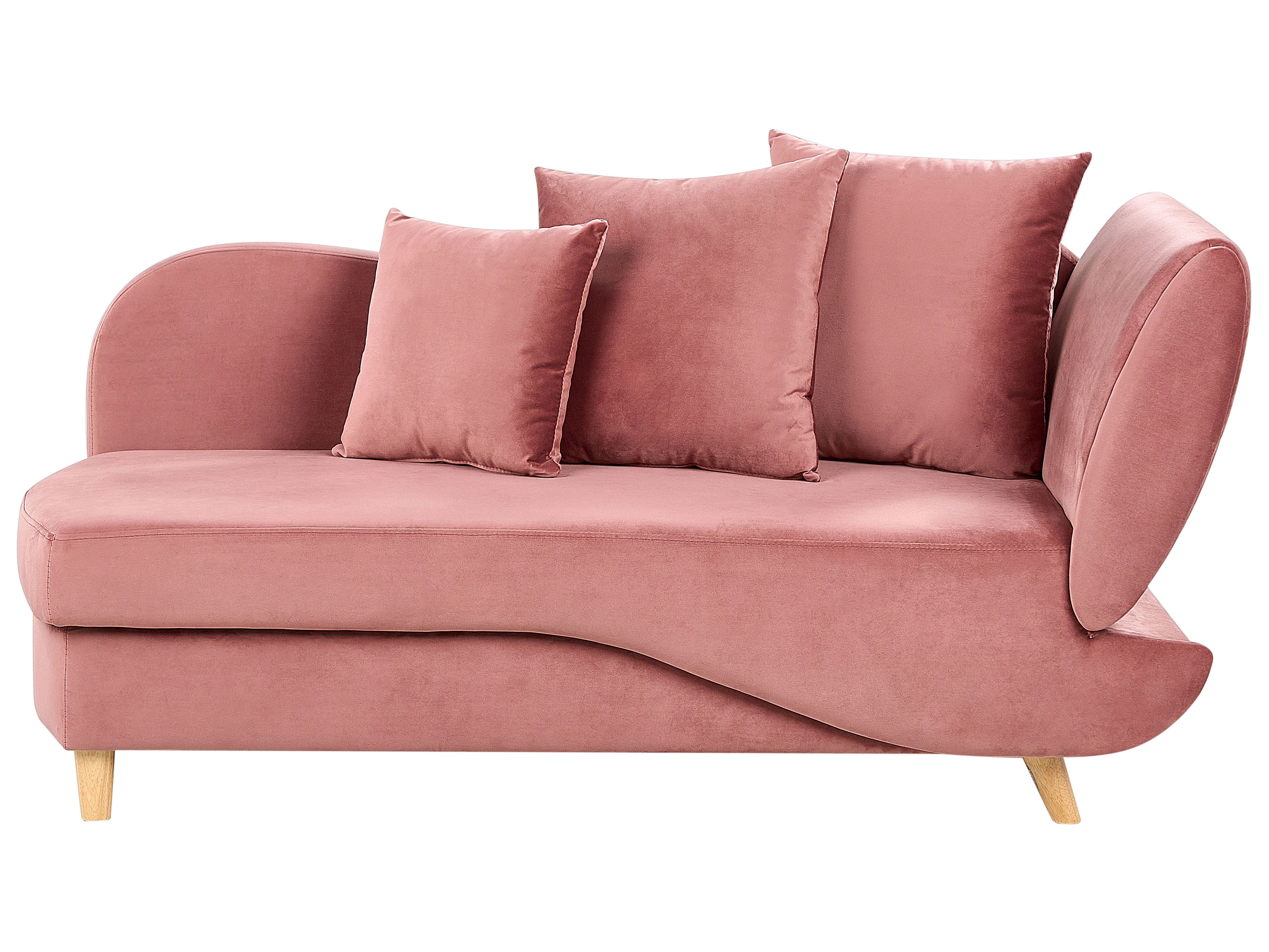 Right-Hand Chaise Lounge MERI Velvet Pink with Storage