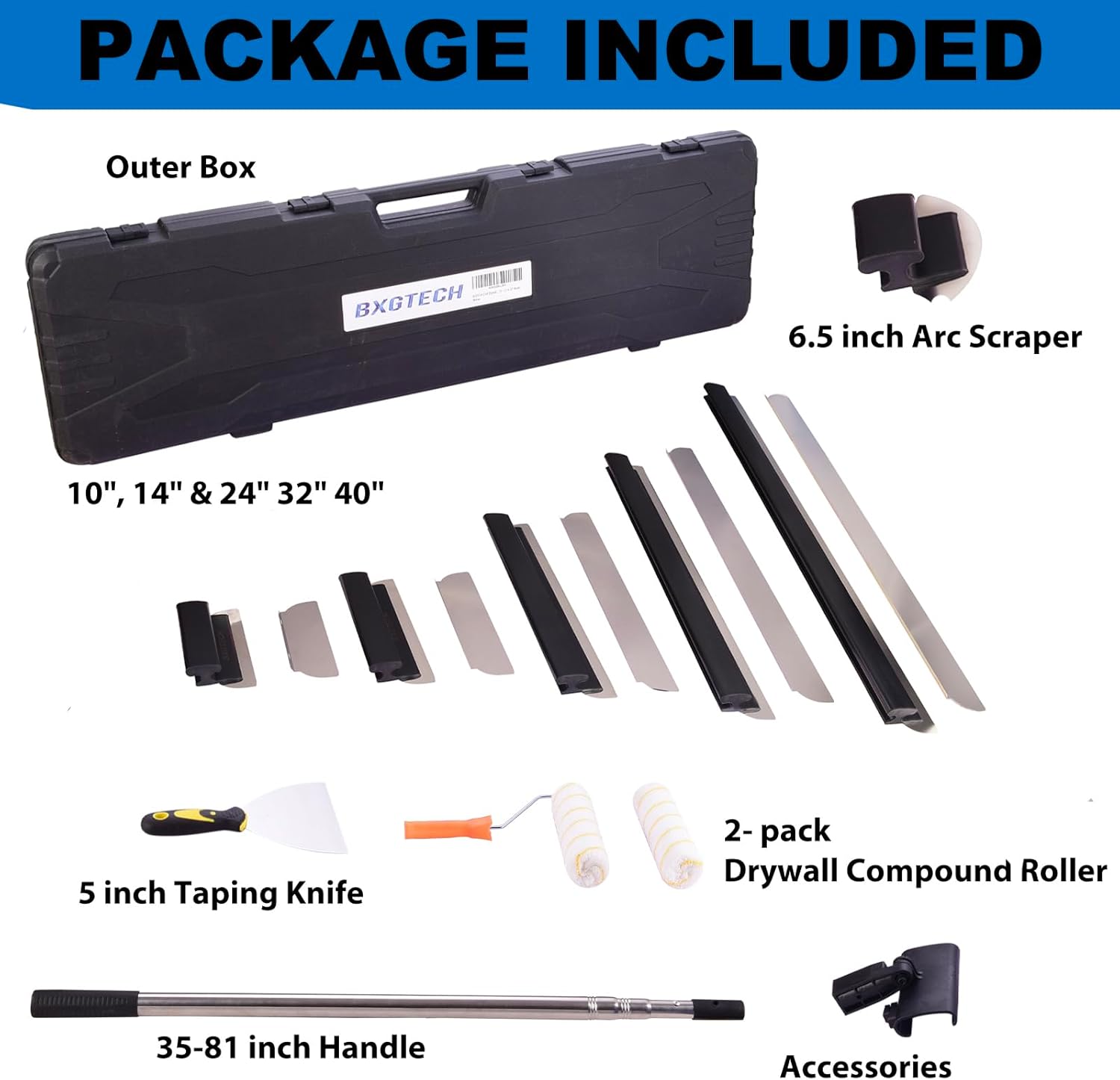 Drywall Tools Skimming Blade with Extension Handle - 10