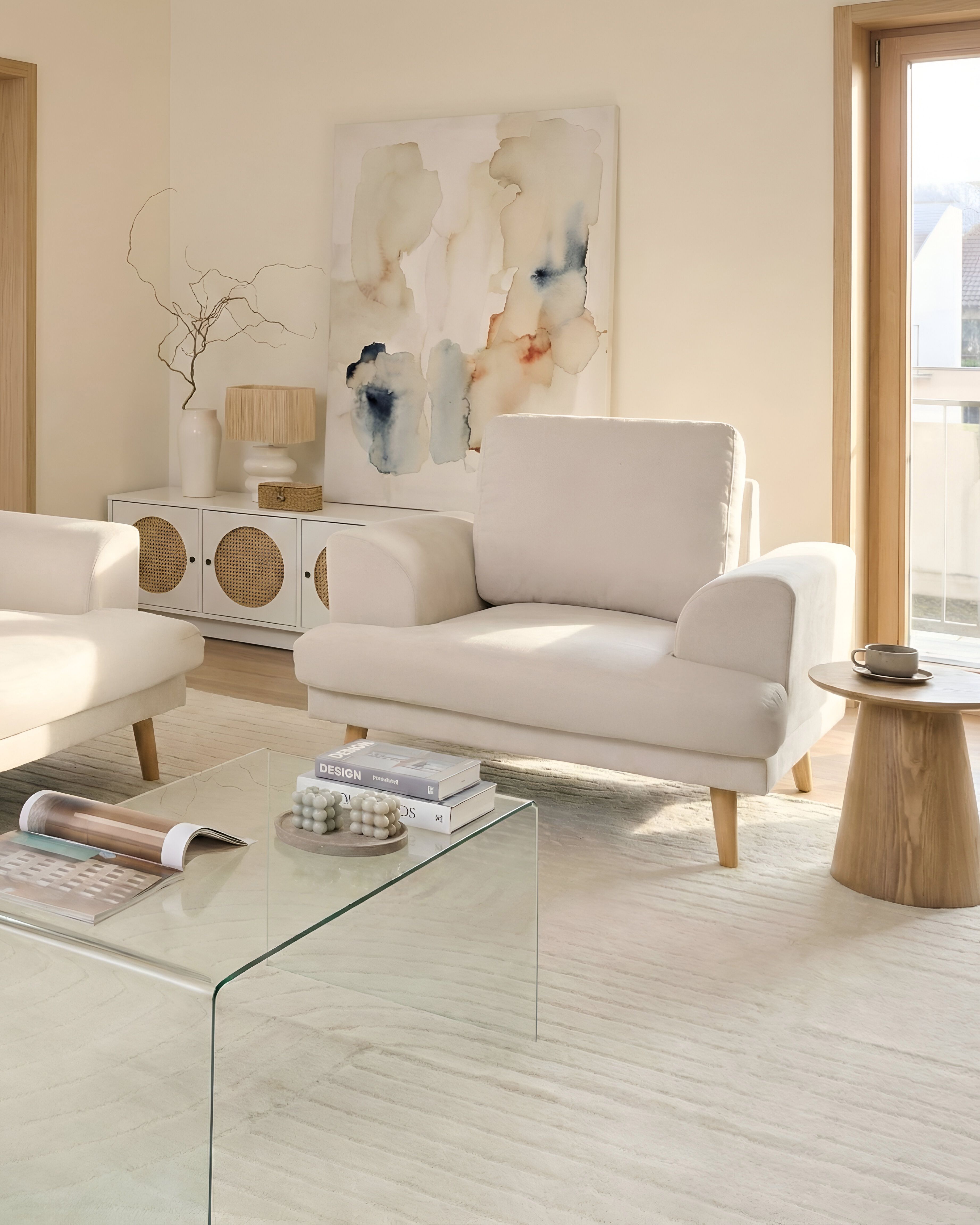 Armchair KILDAL Fabric Light Beige