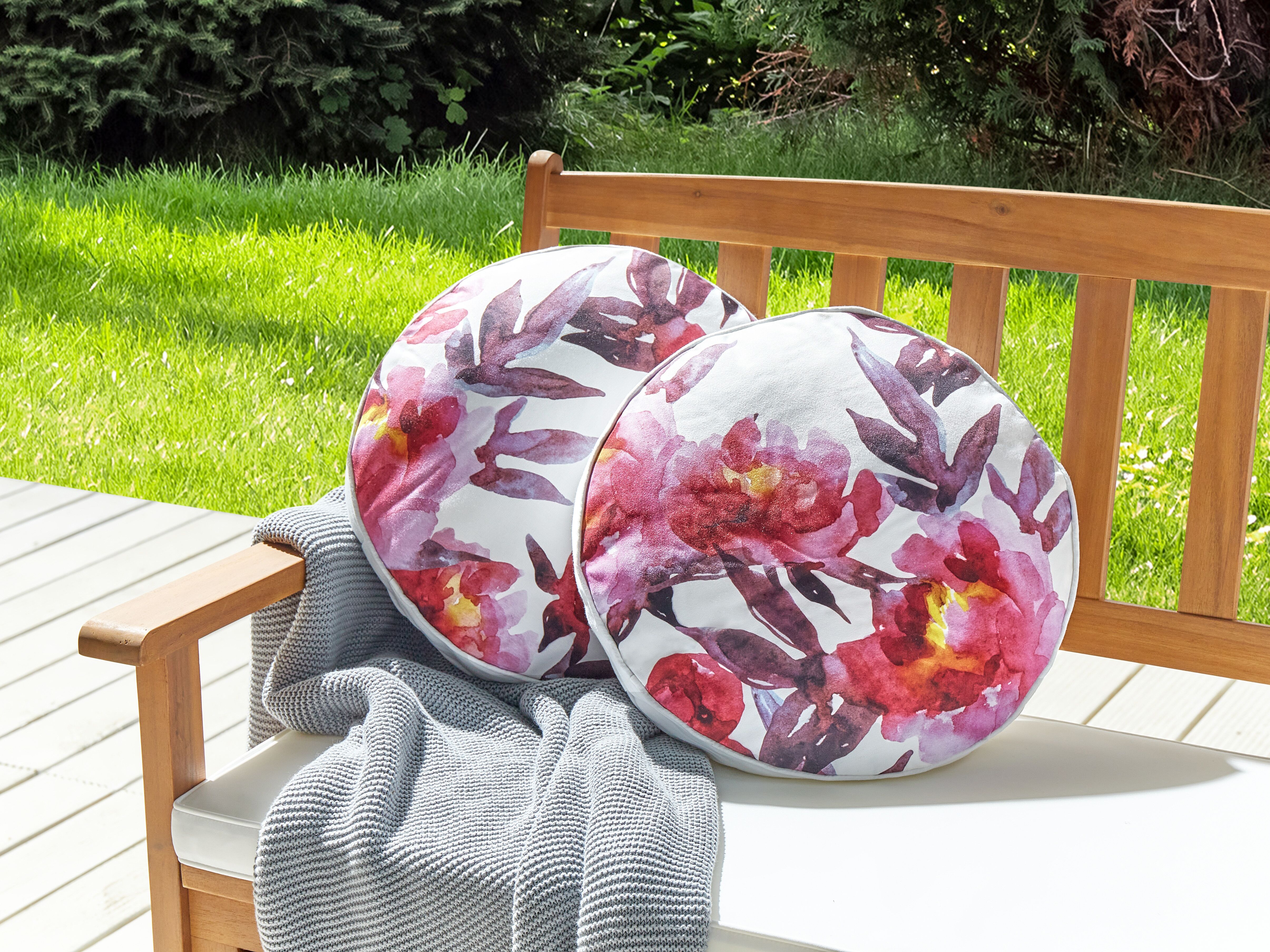 Set of 2 Outdoor Cushions LANROSSO Floral Pattern 40 x 40 cm Pink