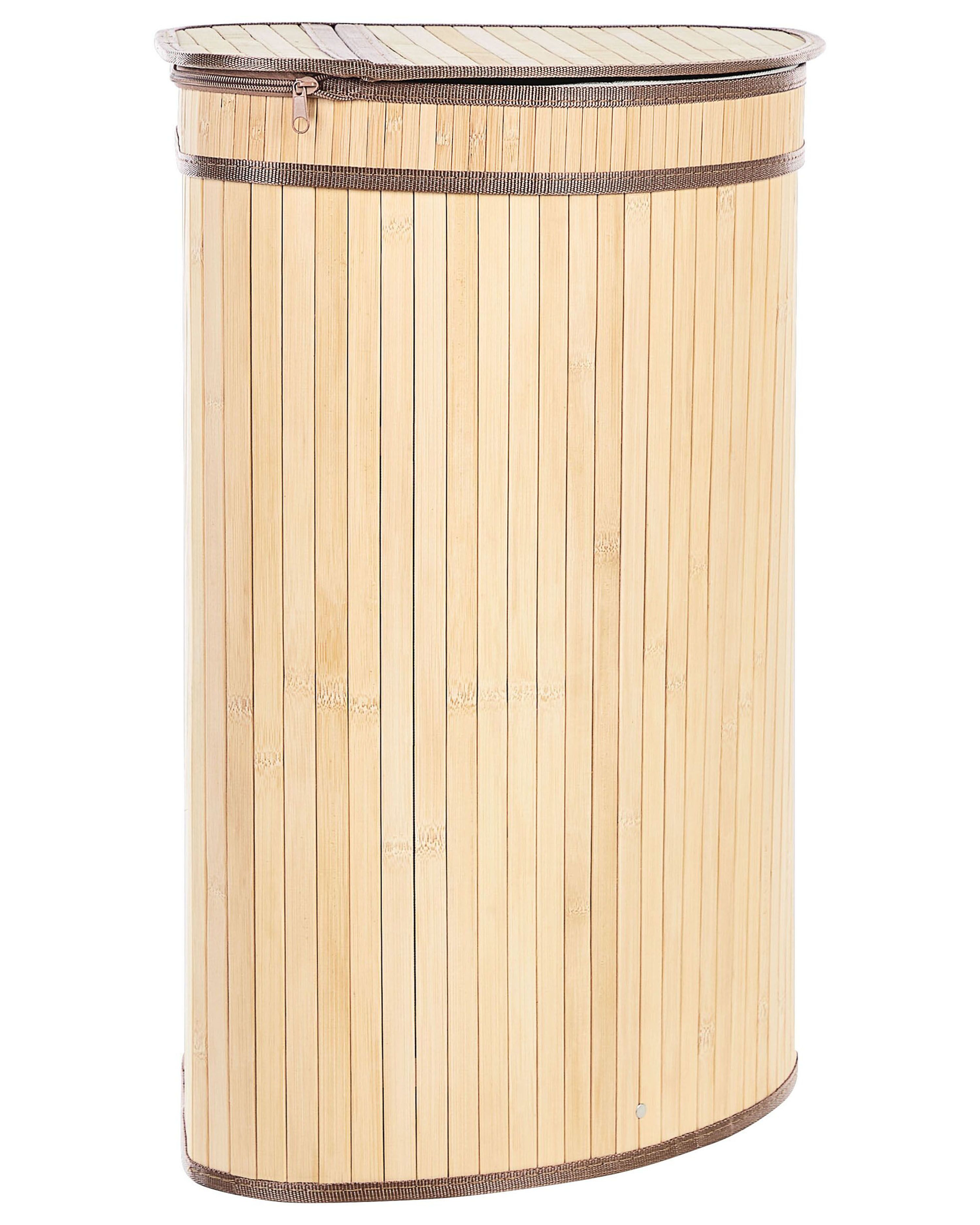Laundry Basket BADULLA Bamboo Light Brown 57 L