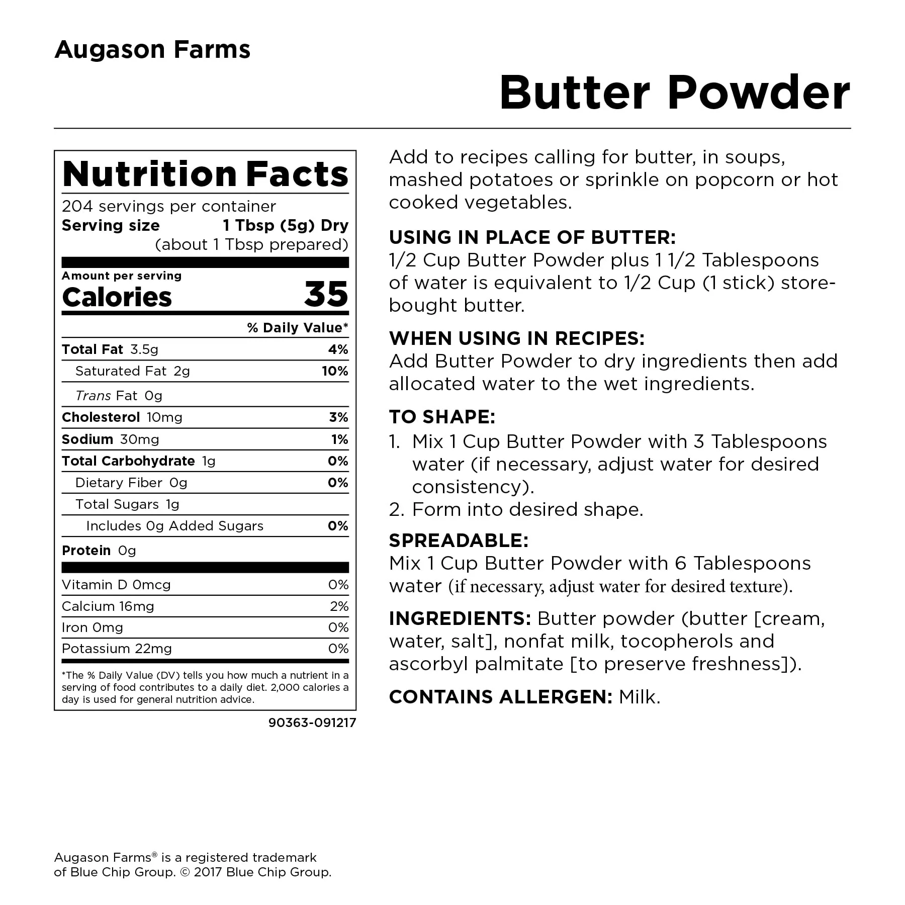 Augason Farms Butter Powder 2 lbs 4 oz No. 10 Can - Image 2