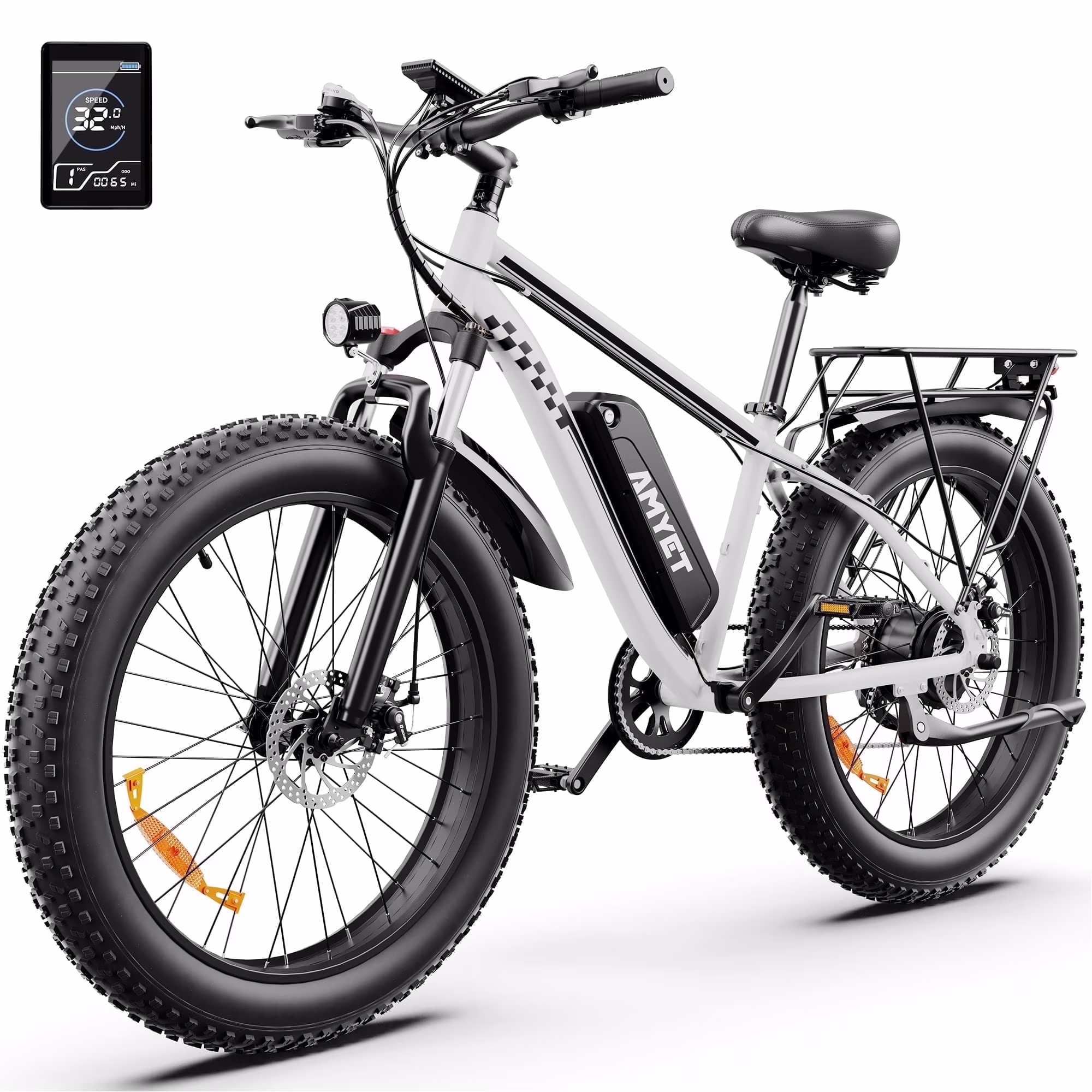 AMYET EB26 Electric Bike for Adults, 26*4.0 Fat Tire E-Mountain Bicycle,Peak 1500W Motor 48V 15Ah 7-Speed Ebike UL2849 - Image 7