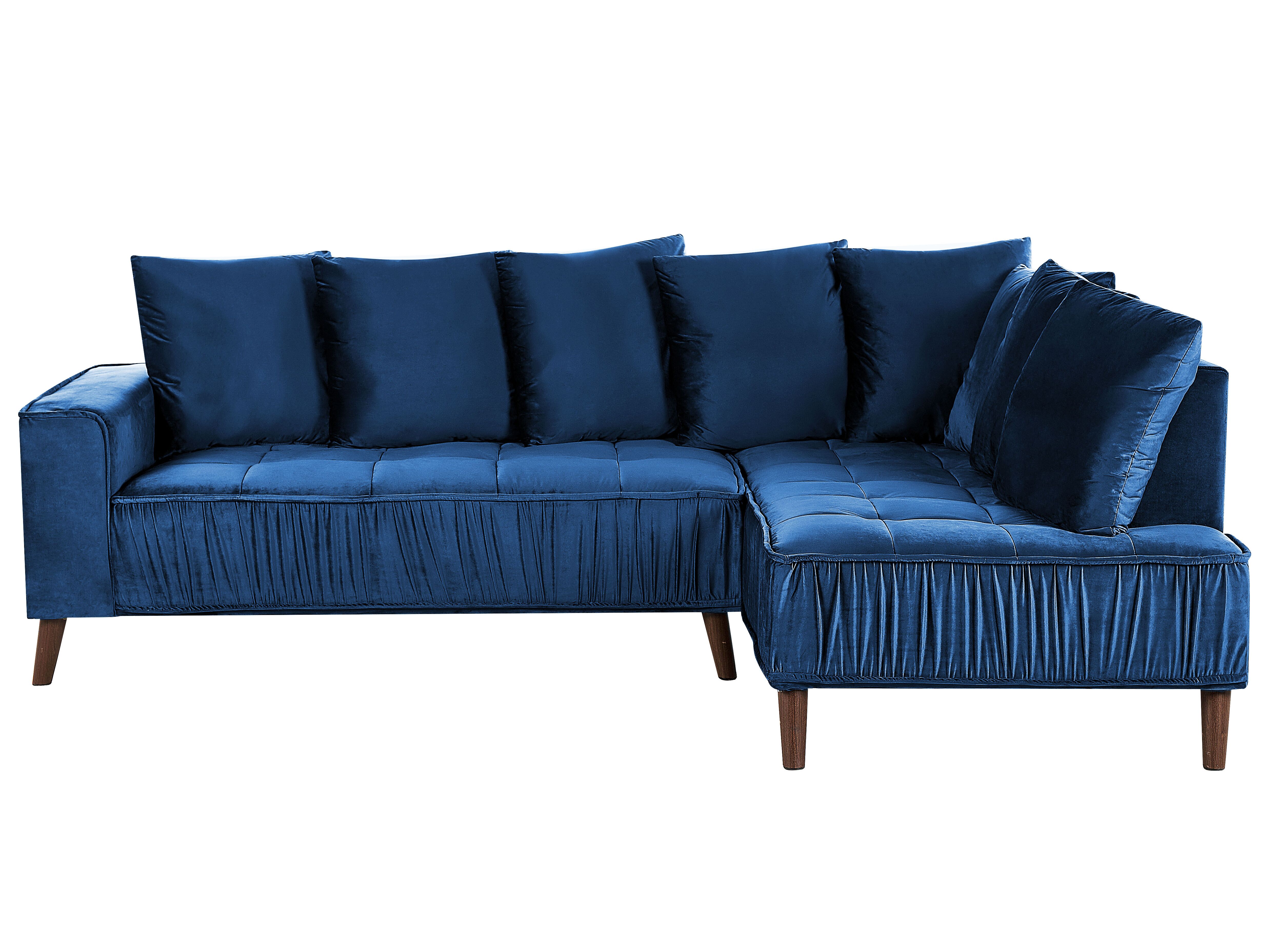 Corner Sofa 3 Seater GRENA Velvet Navy Blue Left Hand