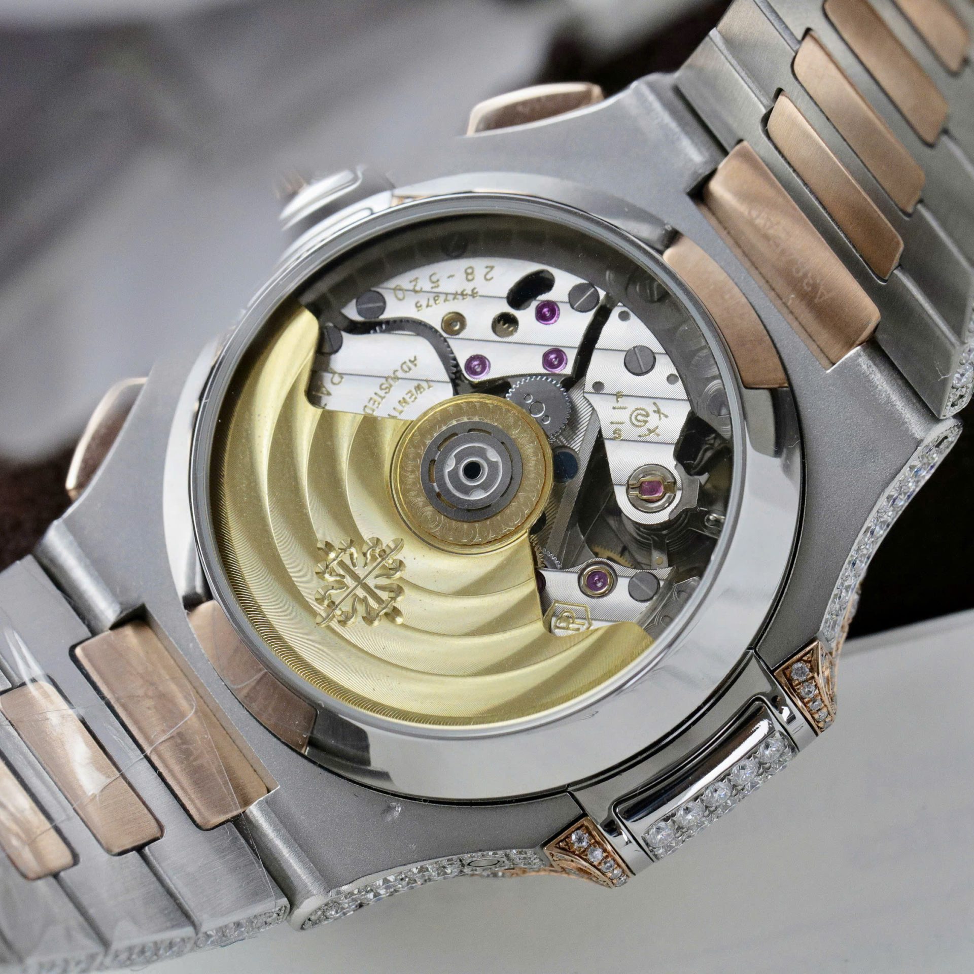 Patek Philippe Nautilus 5980 Replica Watch 18K Gold Wrapped + Diamonds Moissanite Custom 40.5mm - Top club
