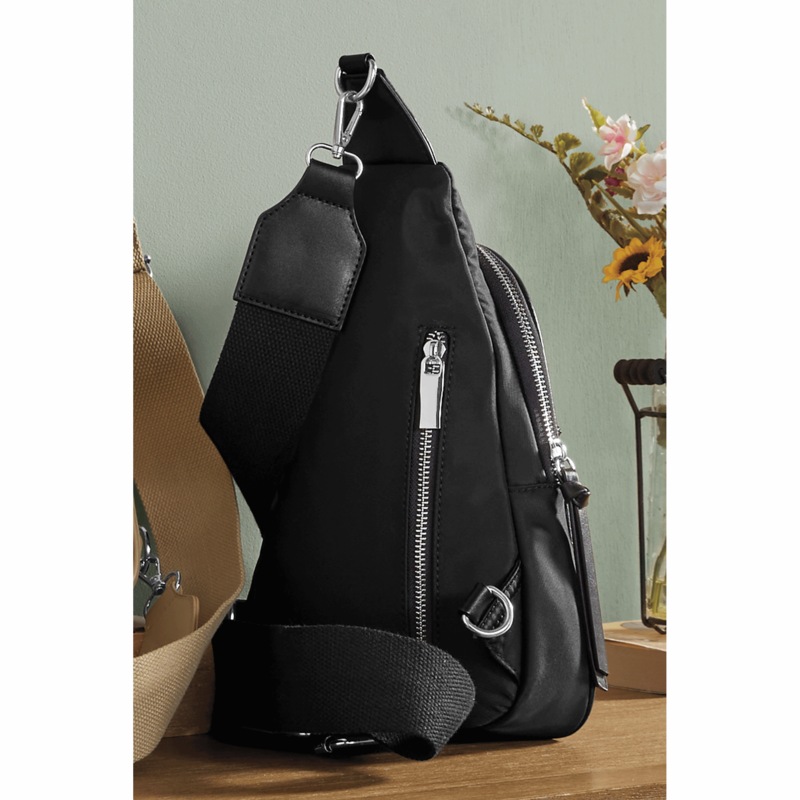 Canvas Slingbag with Zip Closures and Durable Nylon - MIDNIGHT VELVET CATALOG