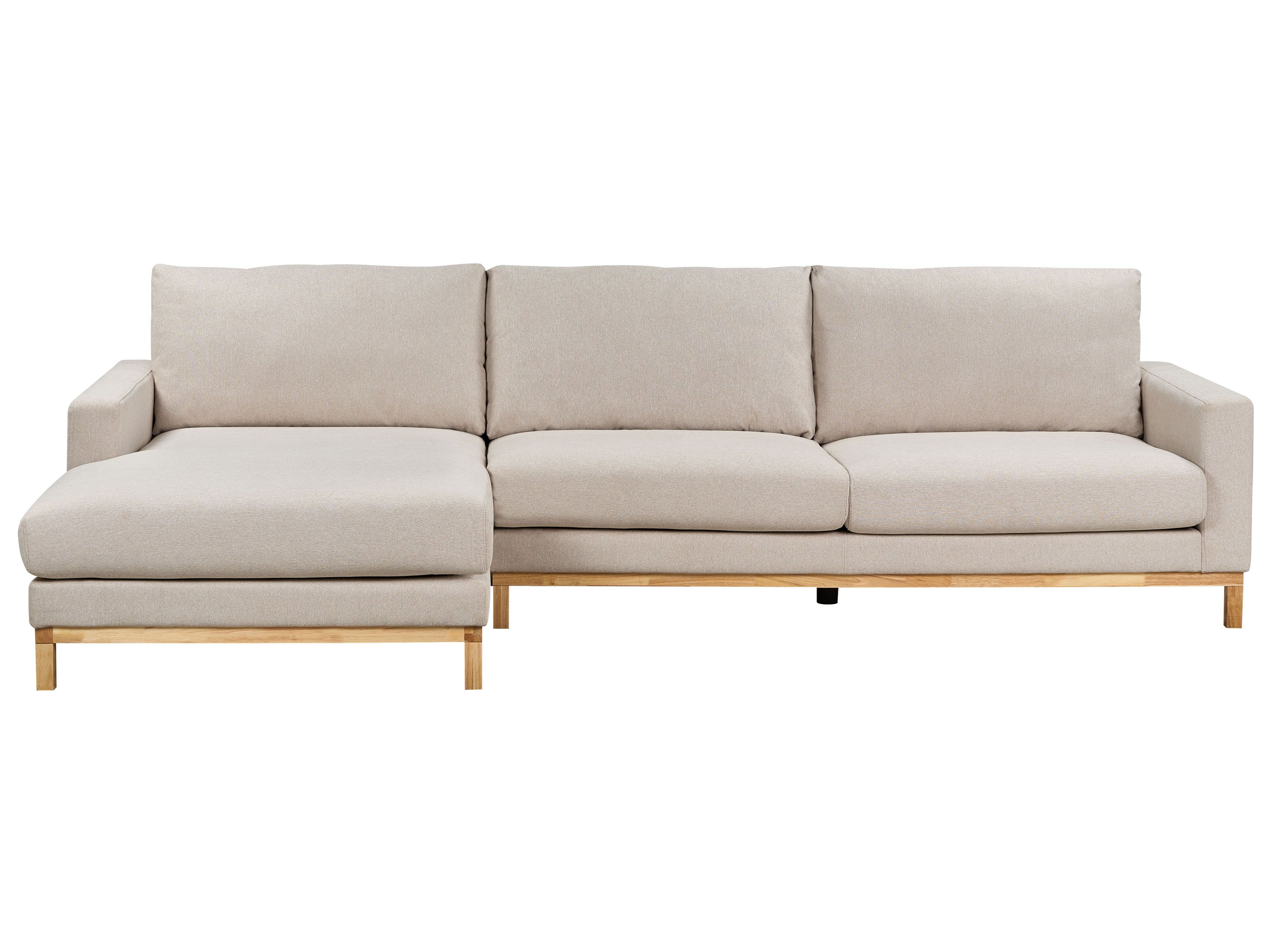 Corner Sofa 4 Seater SIGGARD Fabric Beige Right Hand