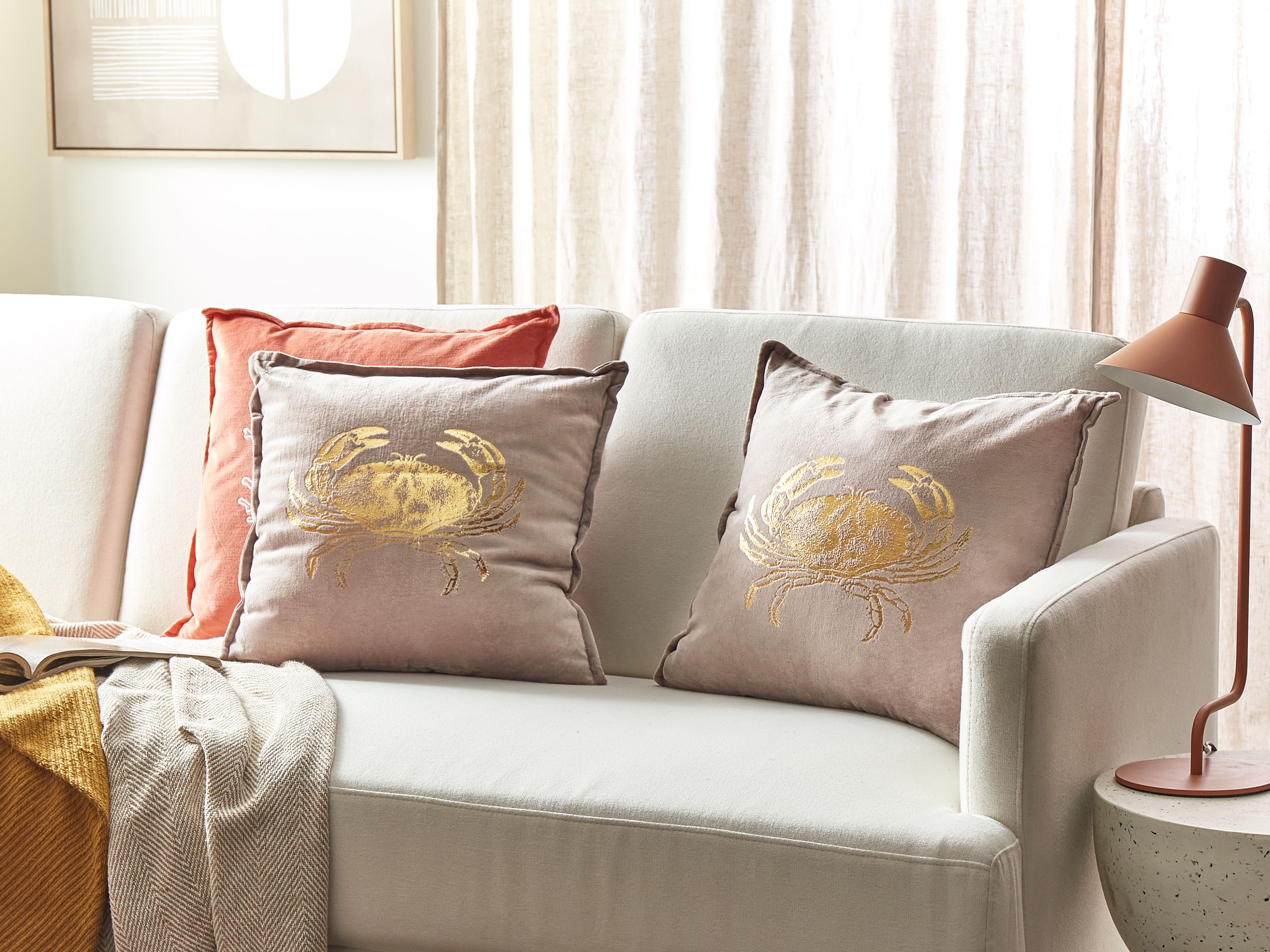 Set of 2 Decorative Cushions BOSSIELLA Cotton 45 x 45 cm Taupe Animal Pattern