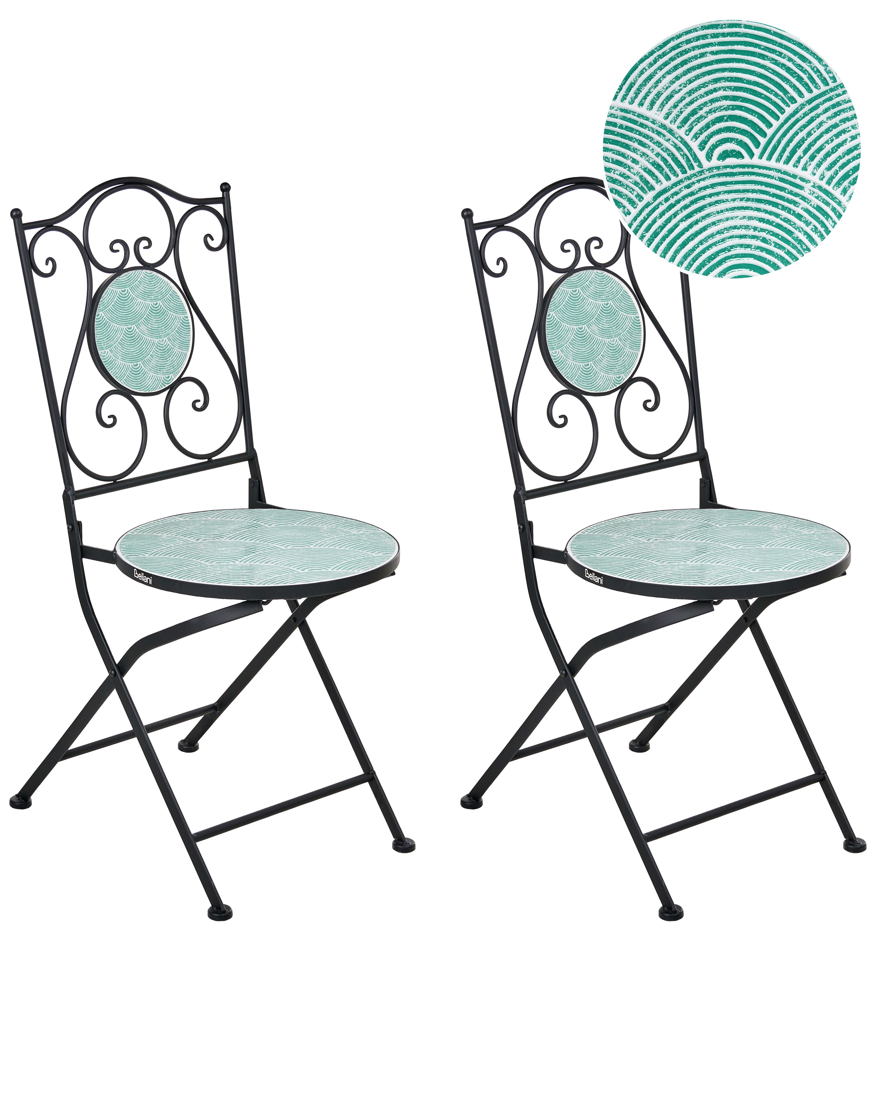 Set of 2 Garden Chairs ANAPO Folding Metal Black