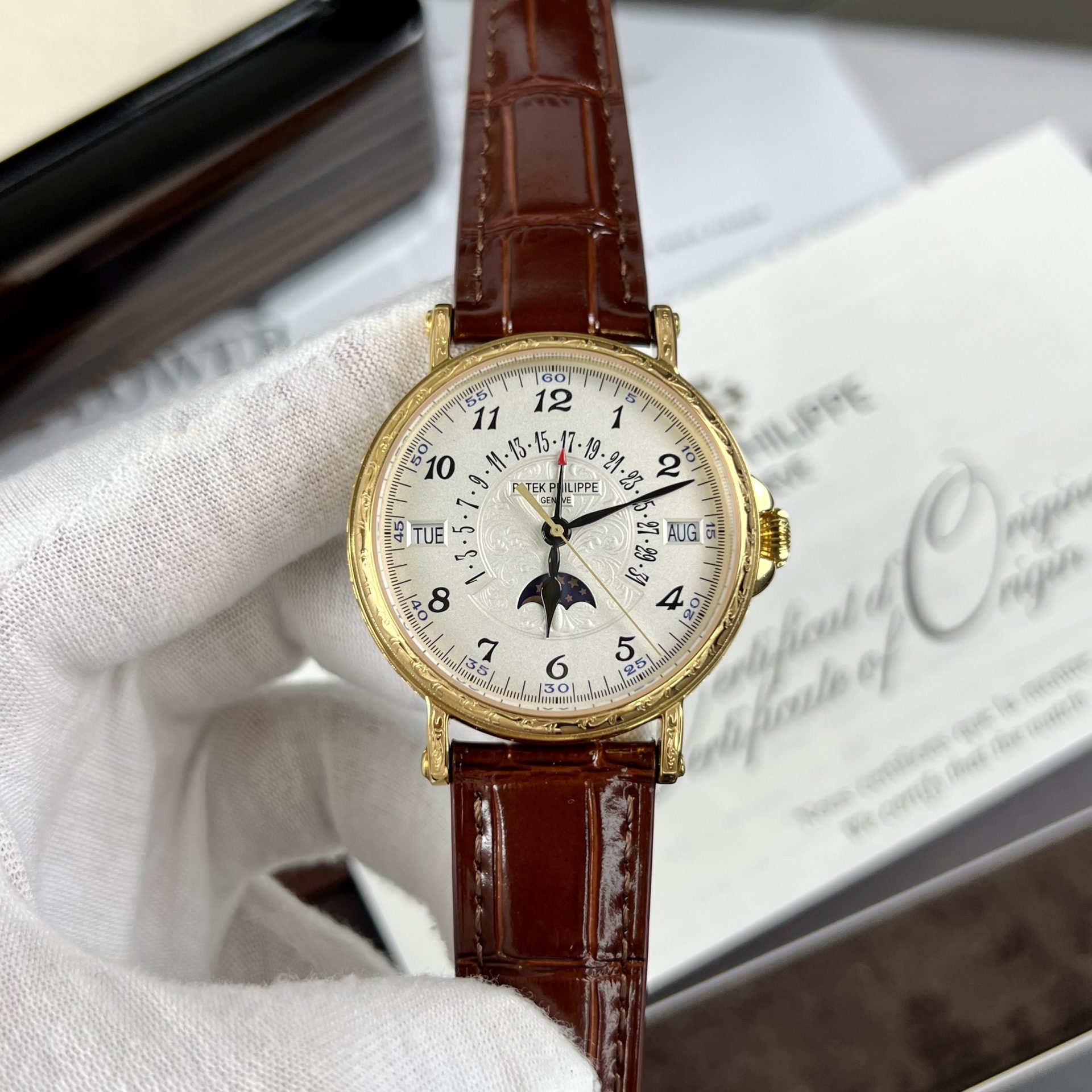 Patek Philippe Replica Watch Grand Complications 5160R Leather Strap 38mm - Elite Watch Atelier