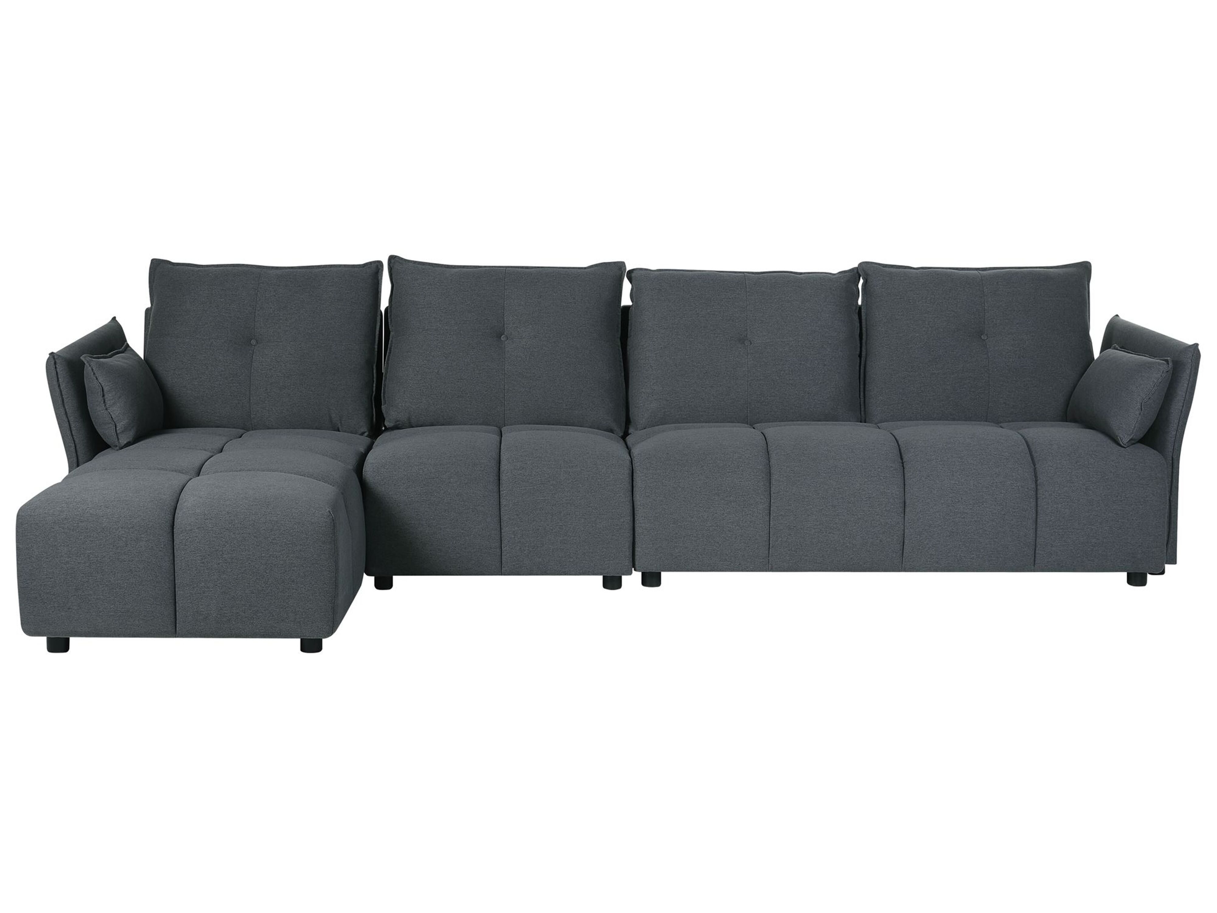 Corner Sofa 4 Seater TOMRA Fabric Graphite Grey Right Hand