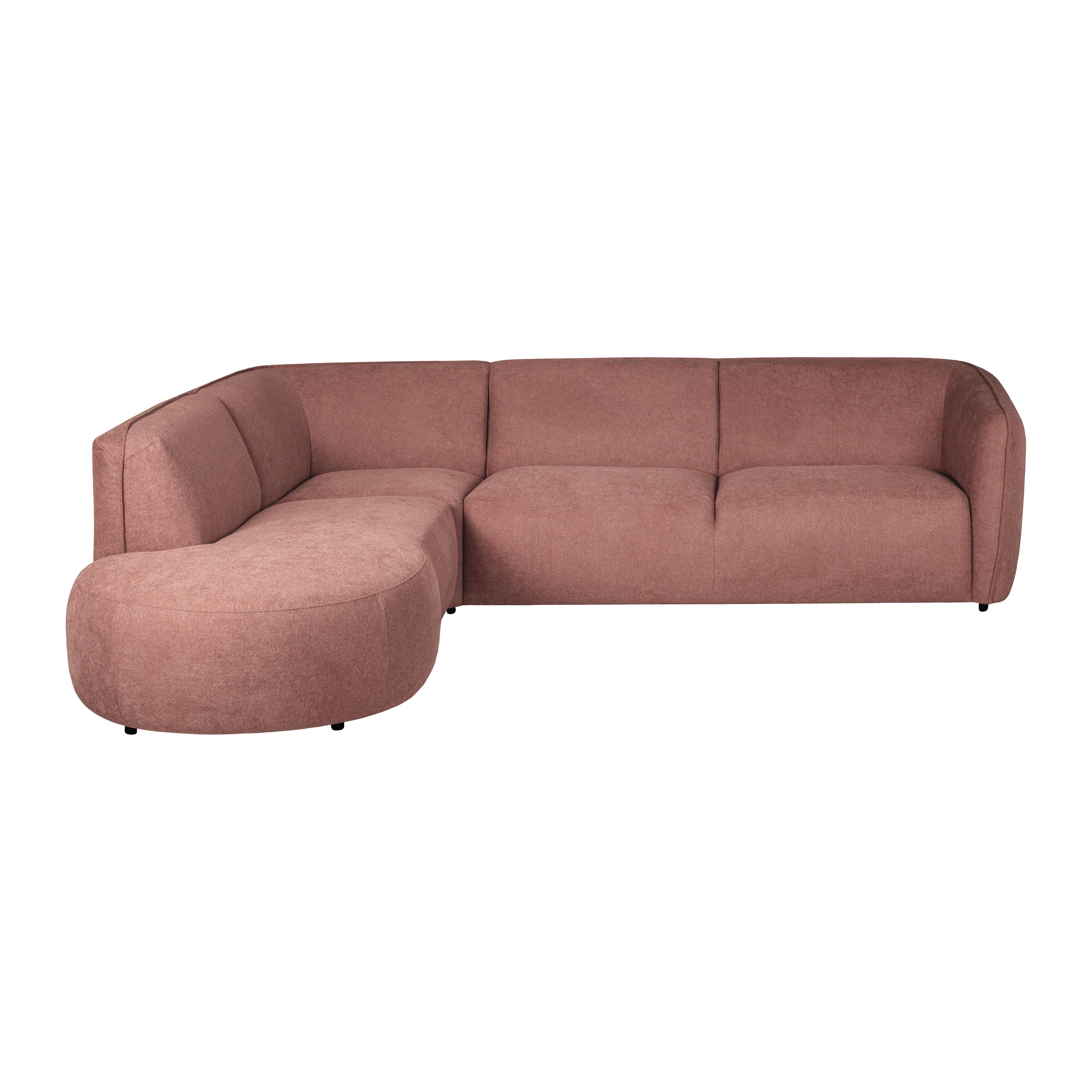 Blokker Soft Hoekbank Links - Open Eind - Micro Chenille - Oud Roze