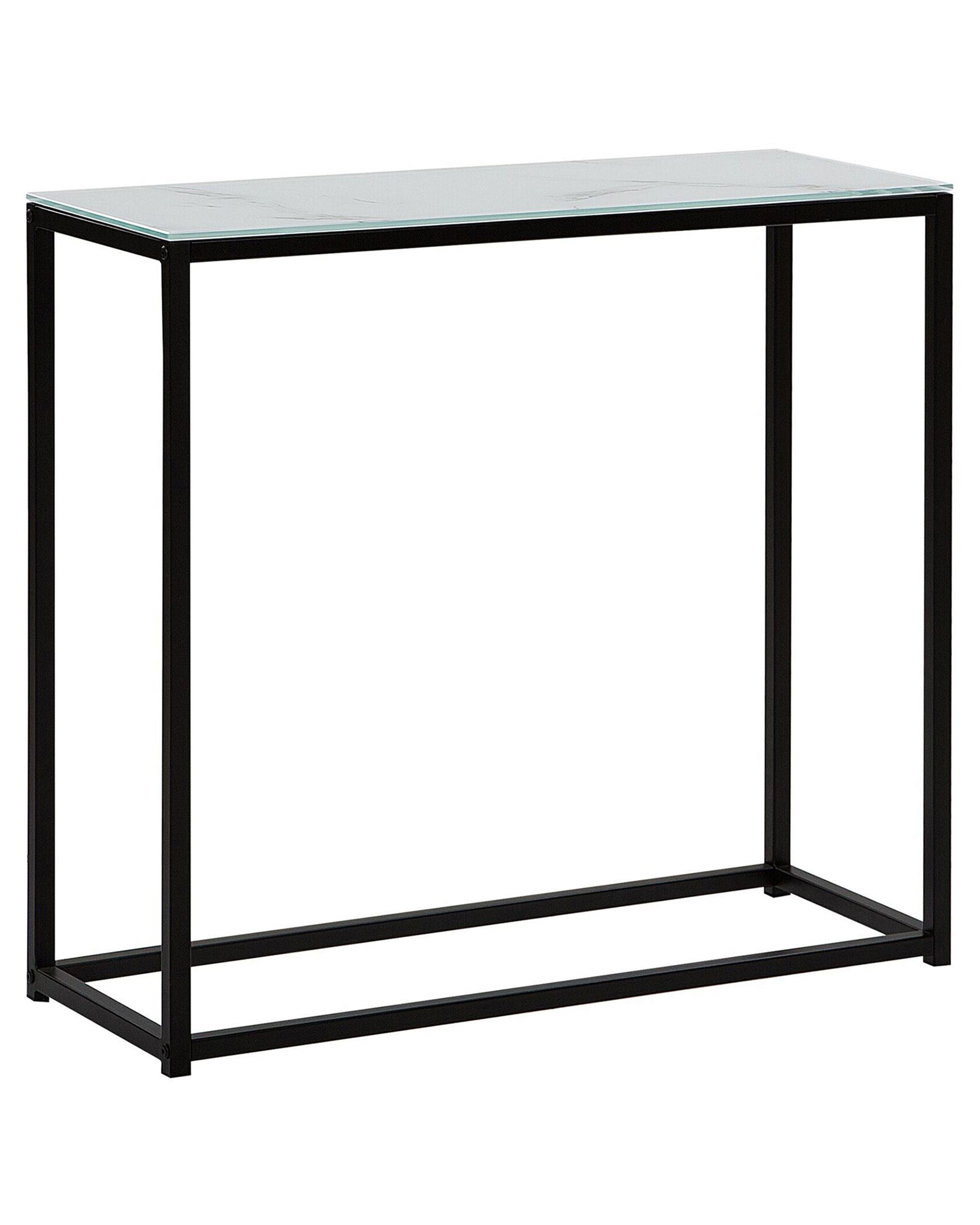 Console Table DELANO Tempered Glass Marble/ Black
