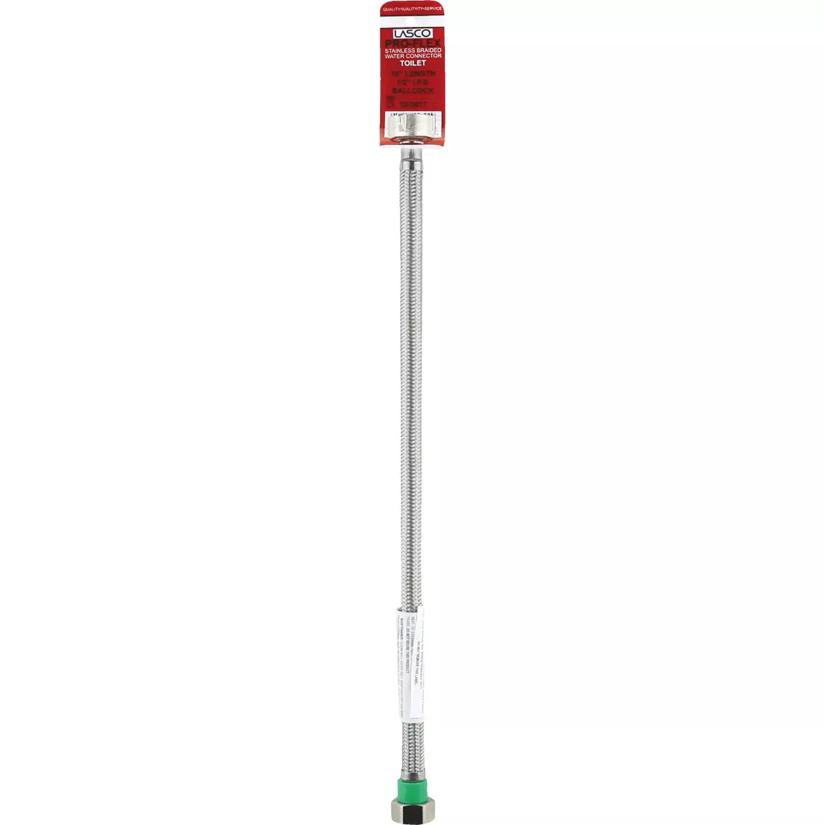 Lasco 1/2 In. IPS x 7/8 In. BC x 16 In. L Braided Stainless Steel Flex Line Toilet Connector