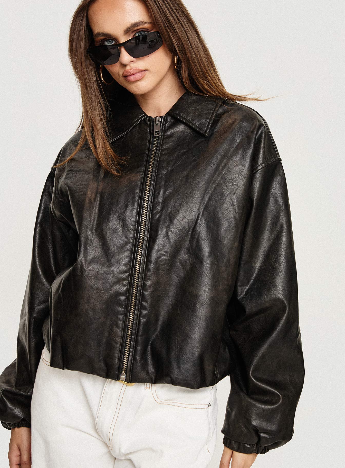 Princess Polly Nirvana Bomber Jacket Onyx