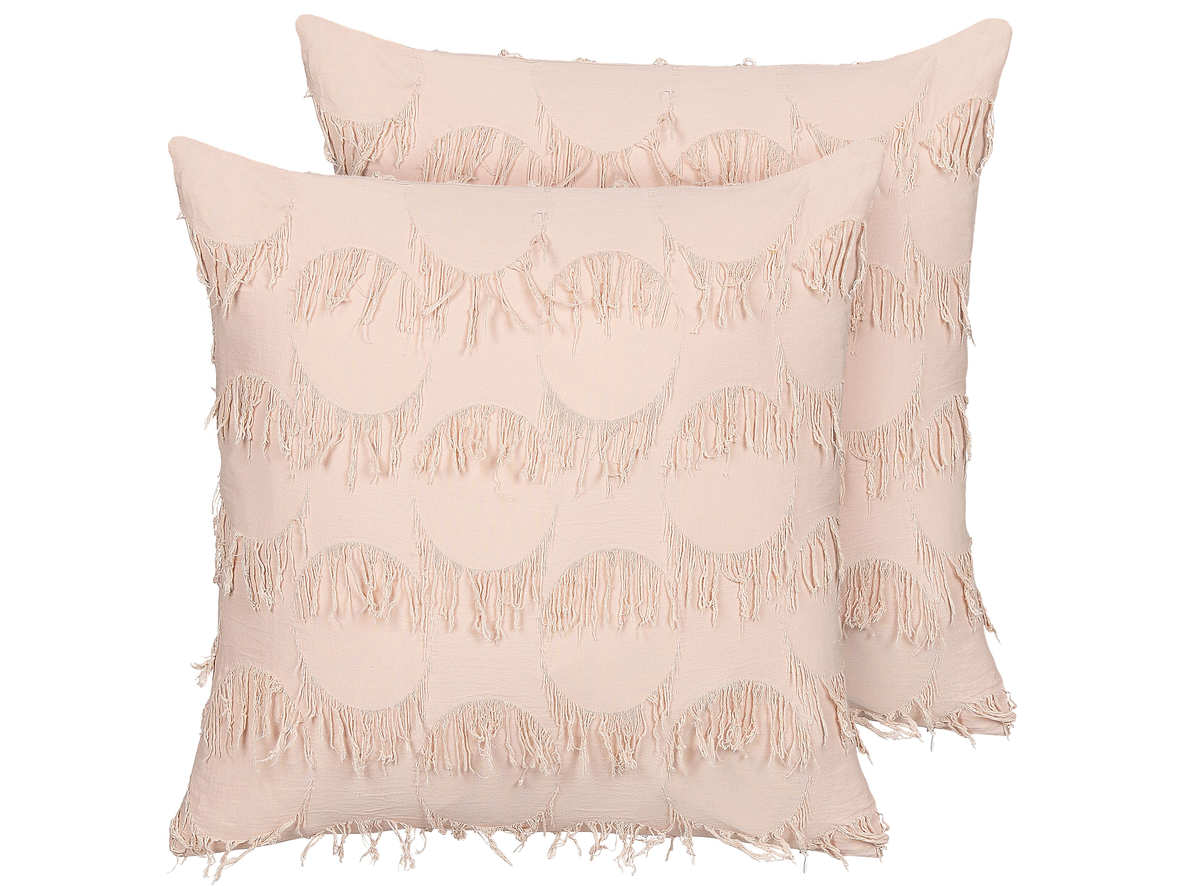 Set of 2 Decorative Cushions AGASTACHE 45 x 45 cm Pink Geometric Pattern