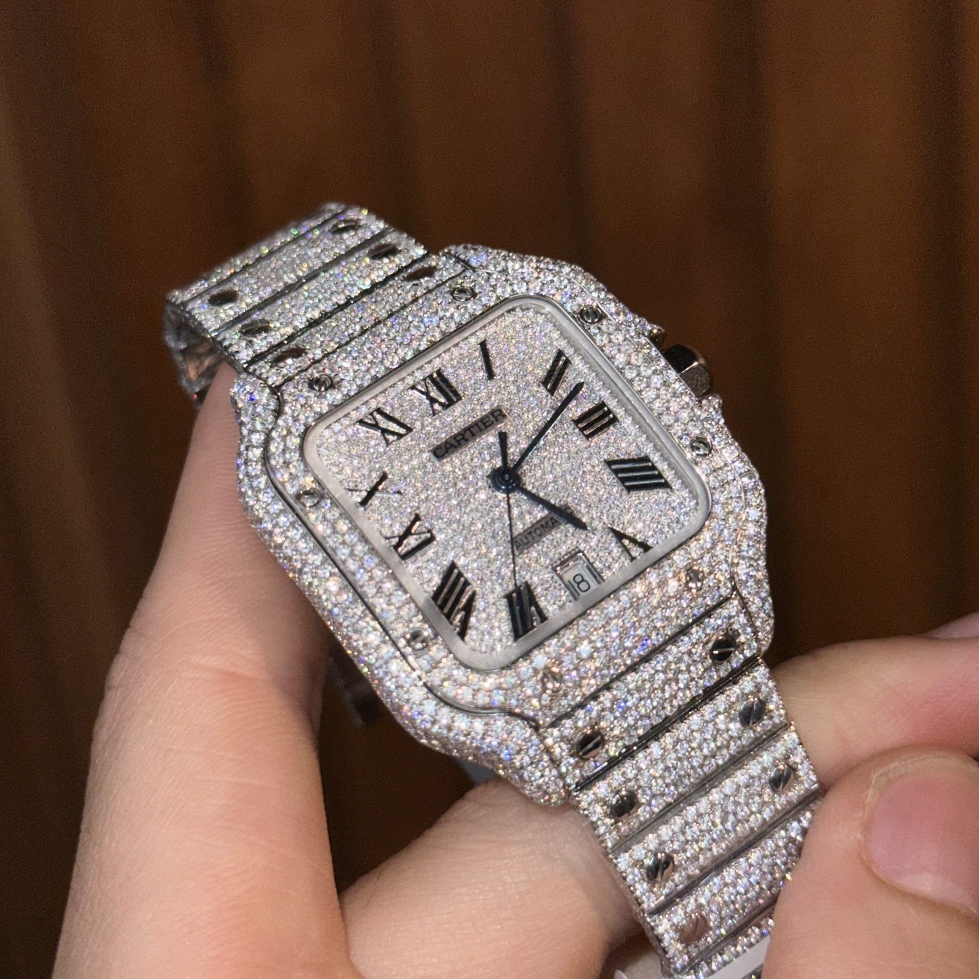 Cartier Iced Out Santos De Cartier Customs Moissanite Diamonds 39.8mm - Top club