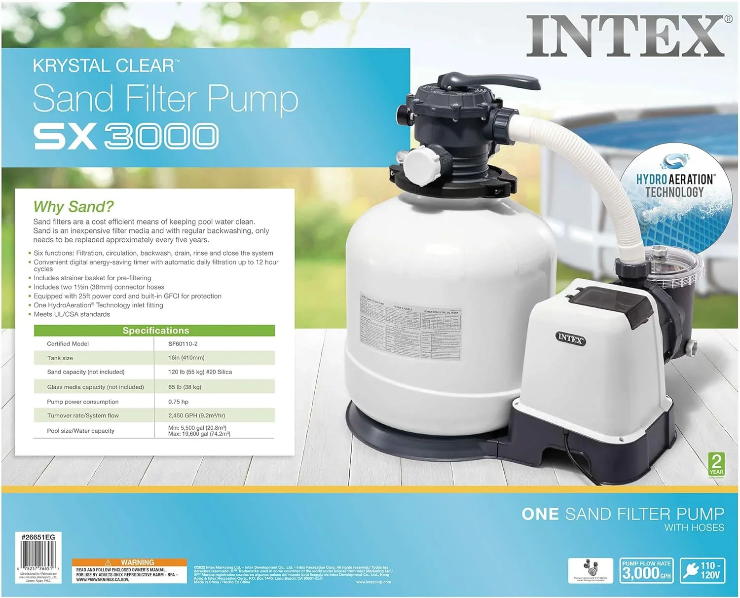 Intex Krystal Clear 16 Inch 3,000 GPH Above-Ground Pool Sand Filter Pump - 26651EG - Image 33 Intex Krystal Clear 16 Inch 3,000 GPH Above-Ground Pool Sand Filter Pump - 26651EG - Image 33