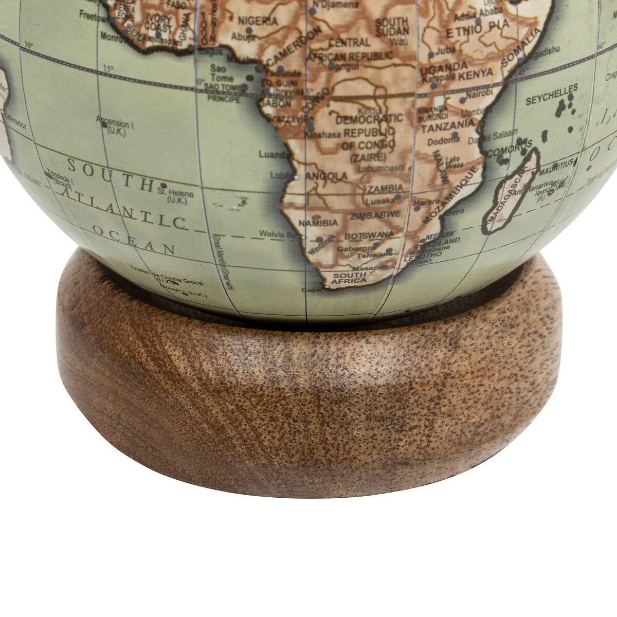 "Be vintage" decorative globe Mango wood stand, D.10 cm