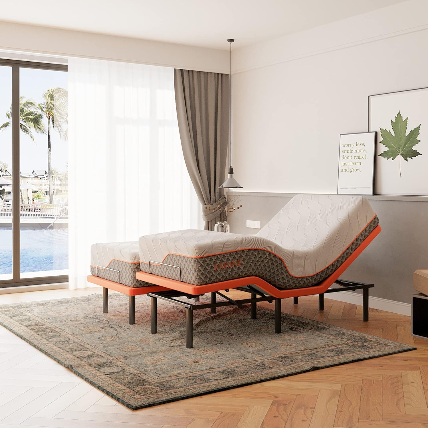 ESHINE Adjustable Bed Frame with 12
