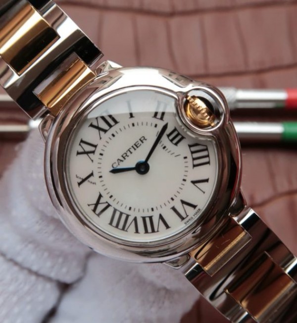 Replica Cartier Ballon Bleu Ladies 28mm SS White Dial SS/YG Bracelet Ronda Quartz - Top club