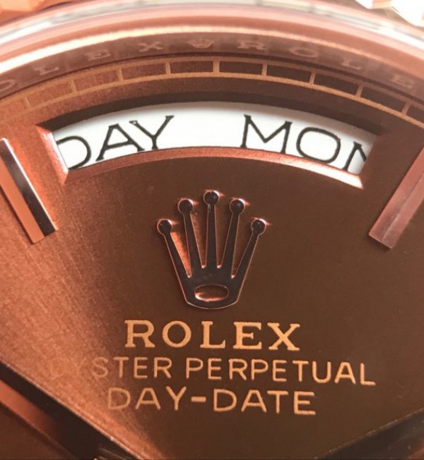 Replica Rolex Day-Date 40mm 228235 RG Noob Brown Dial Roman Markers RG Bracelet A3255 - Elite Watch Atelier