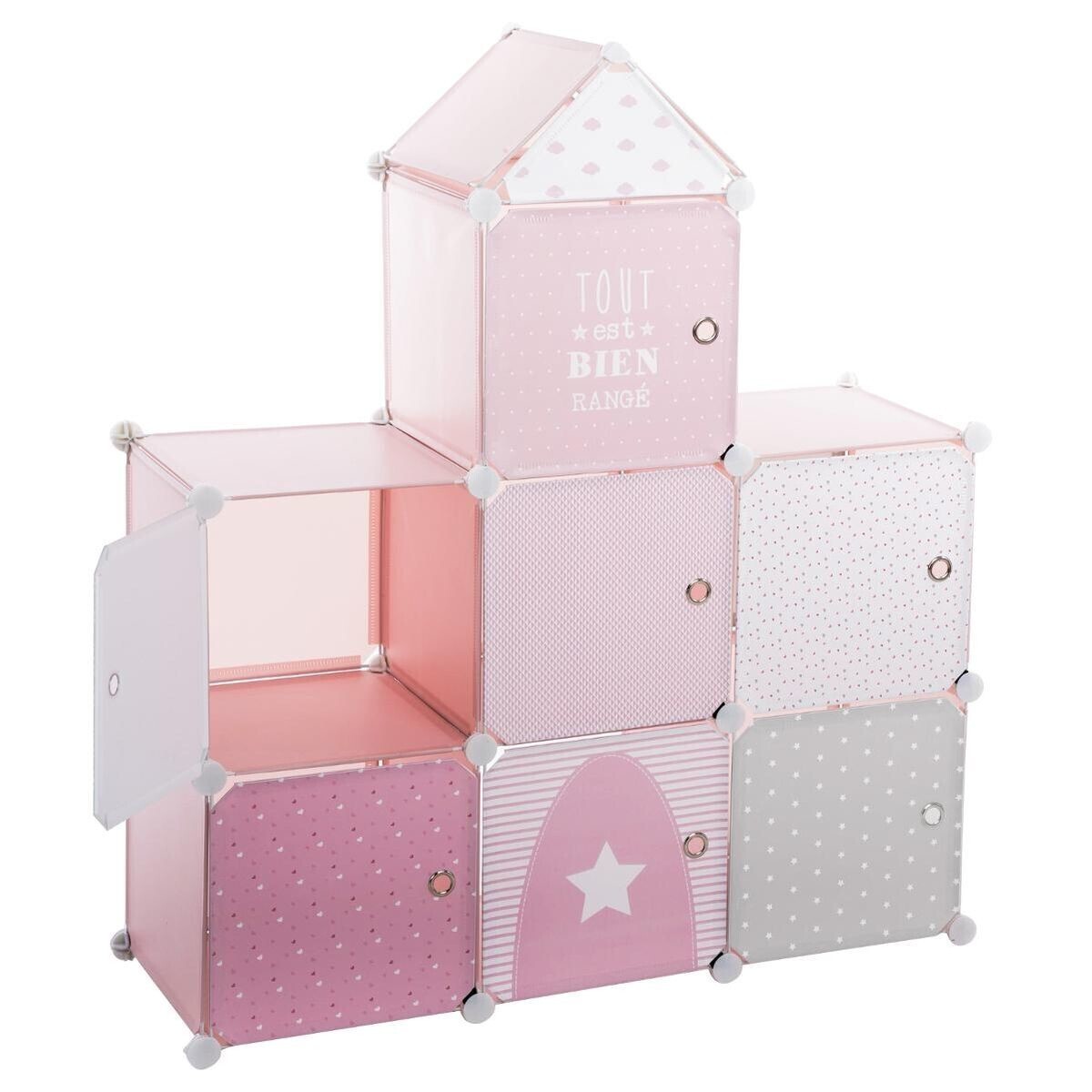 Kids storage lockers "Castle" Pink, 96x109 cm