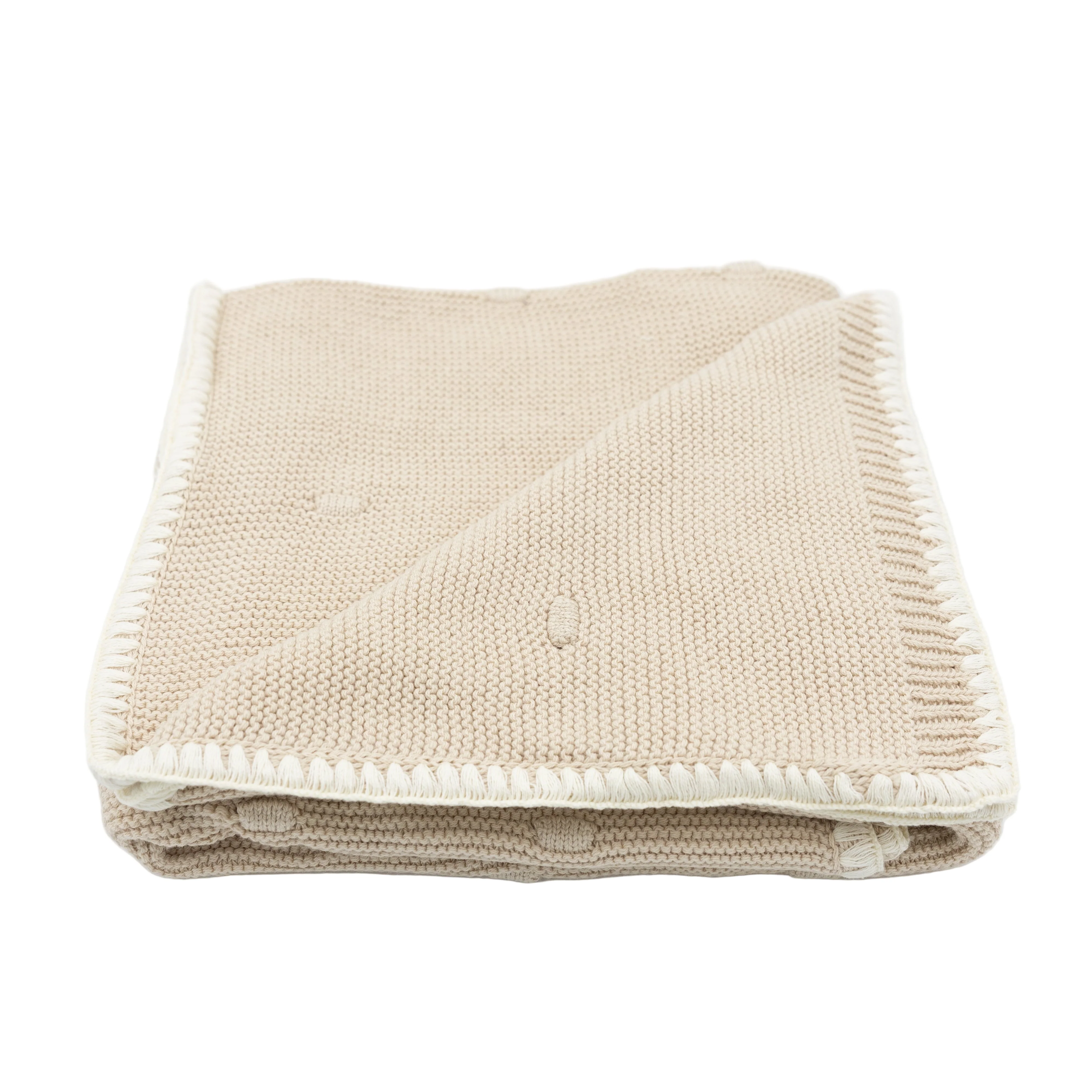 Bowzoom Strickdecke Punkte Beige 80x100 cm