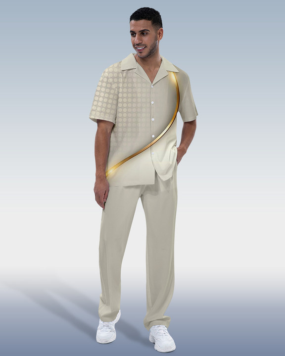 Suitmens Men's Fashion Short Sleeve Shirt Walking Set 301