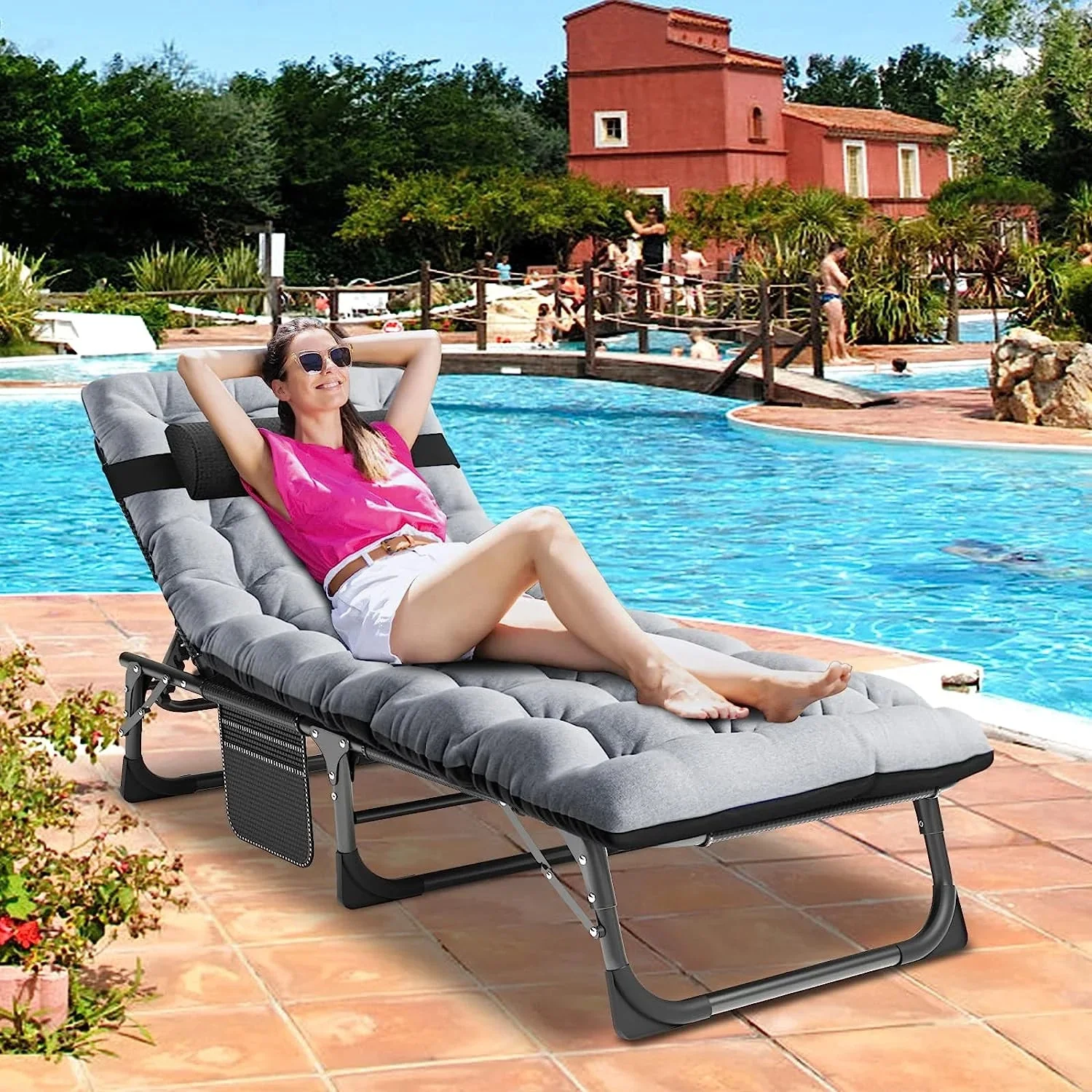Slsy 5-Position Adjustable Folding Lounge Chair And Cot - 75.2" x 25.6" x 11.8" - Image 128 Slsy 5-Position Adjustable Folding Lounge Chair And Cot - 75.2" x 25.6" x 11.8" - Image 128