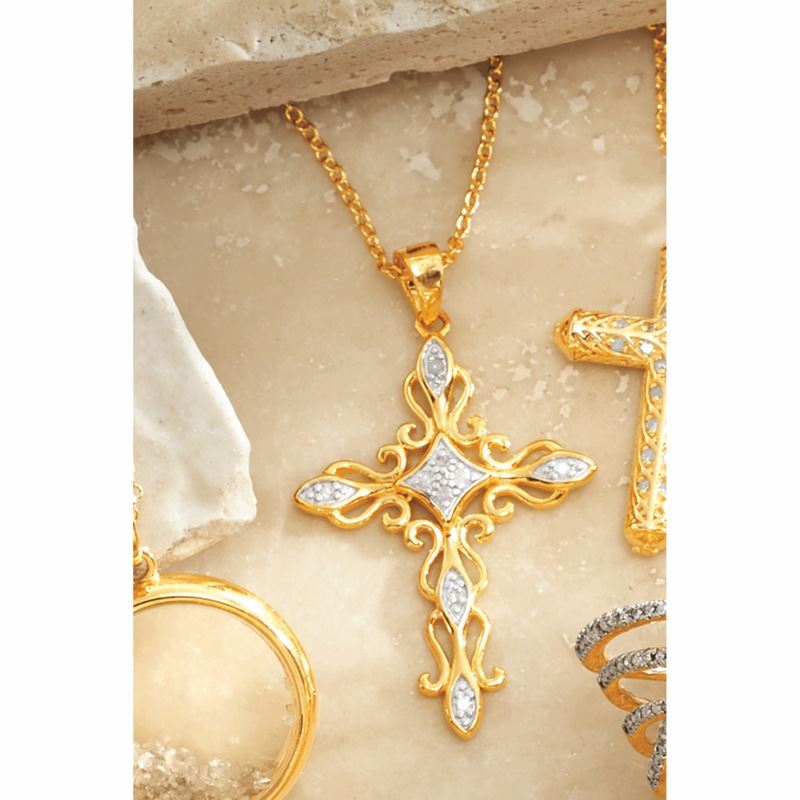 Diamond Filigree Cross Pendant - MIDNIGHT VELVET CATALOG