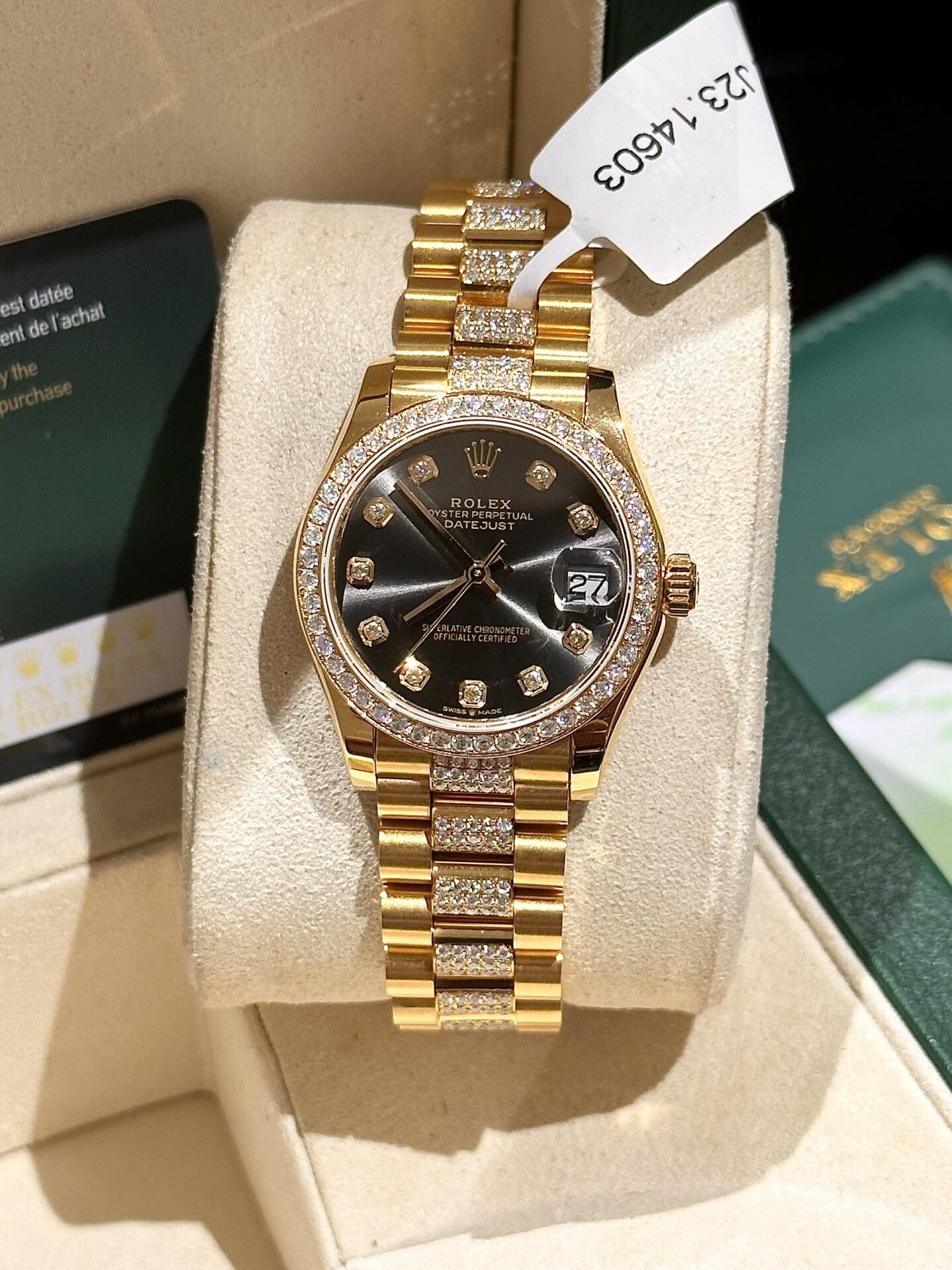 Rolex Rep 11 Watch DateJust Women s 18K Gold Wrapped With Moissanite Diamonds 31mm - Top club