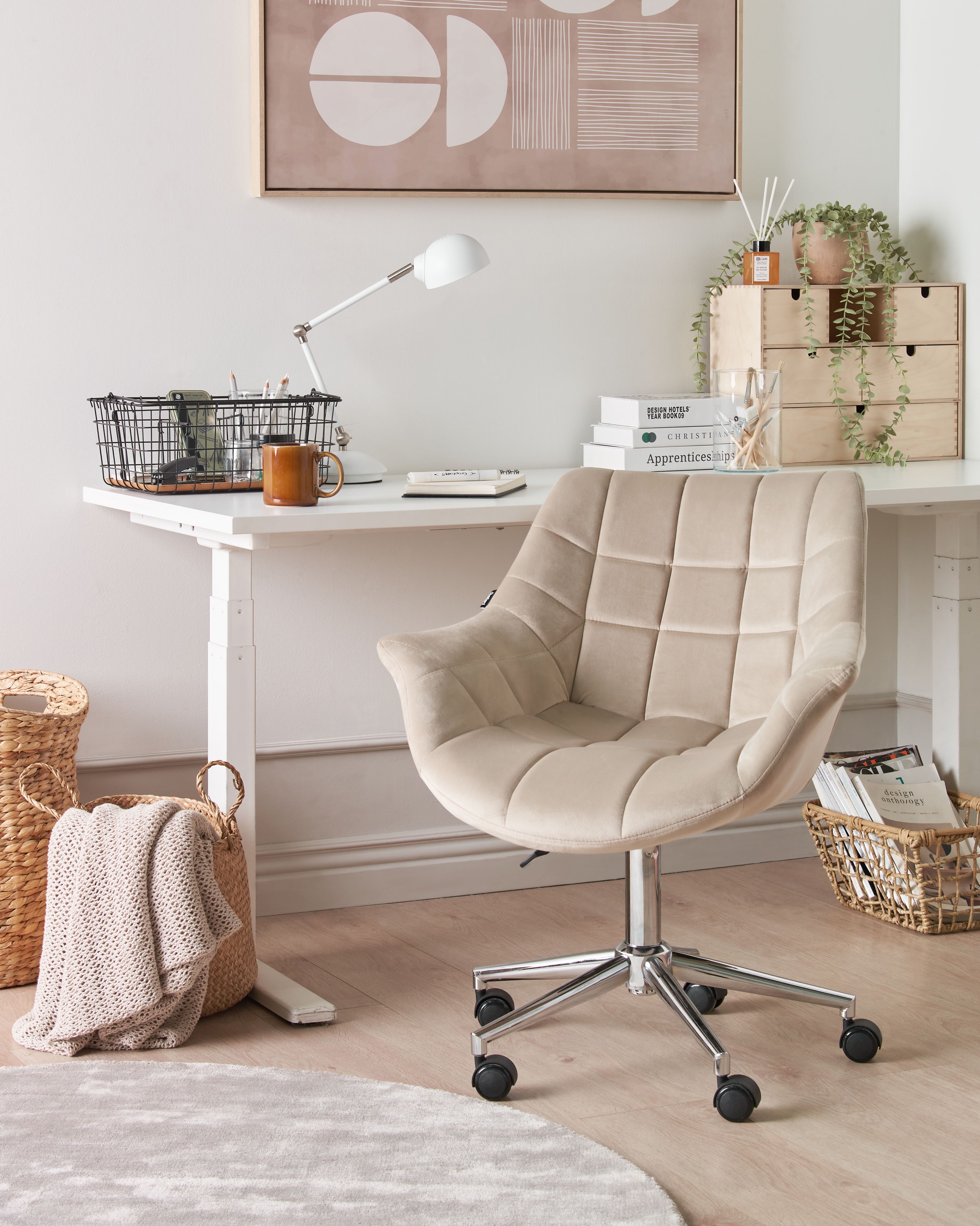 Desk Chair LABELLE Velvet Beige