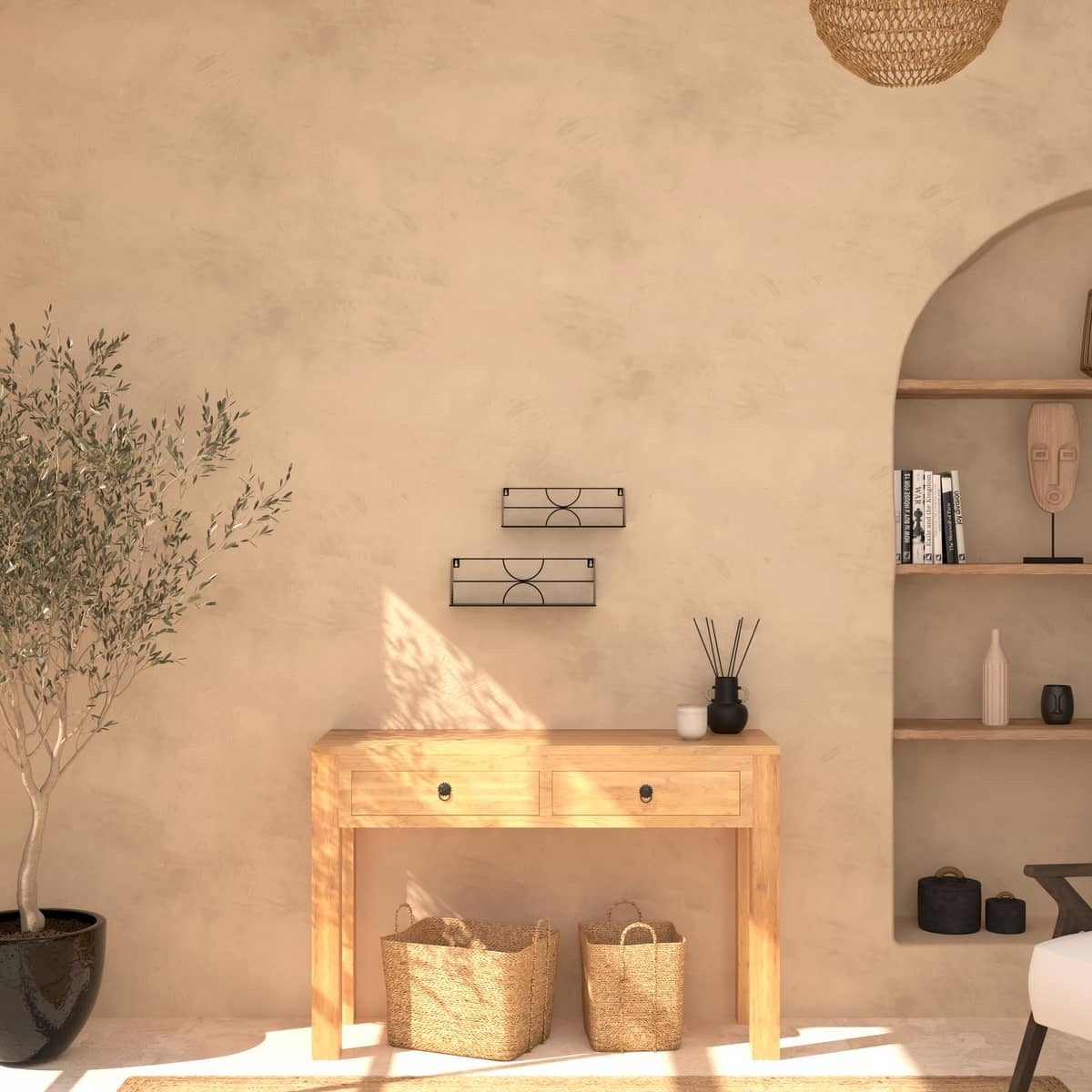 Set of 2 shelves"Mileva" Metal, black, l.37/42 cm