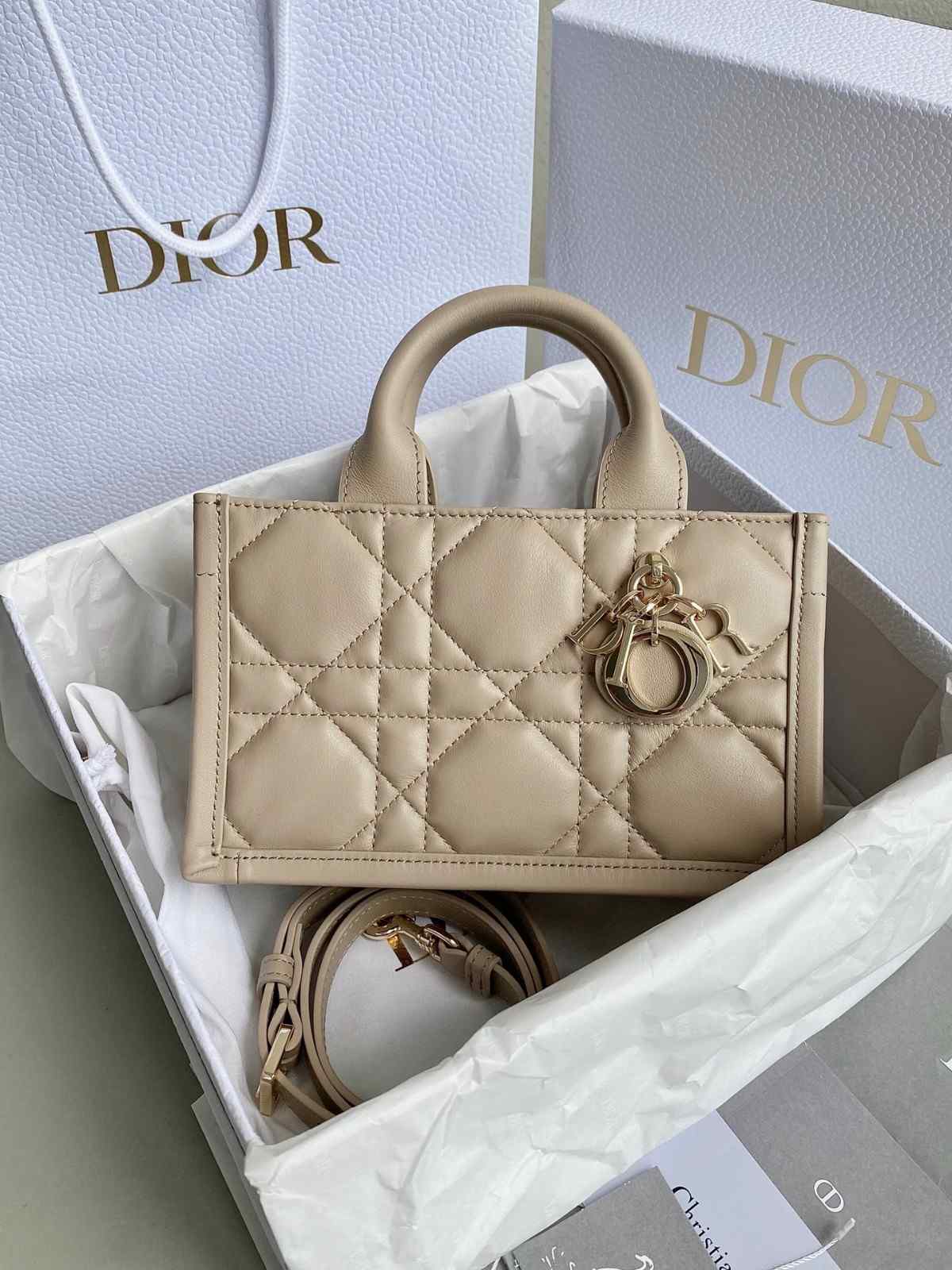 Christian Dior Mini Book Tote Bag In Lambskin