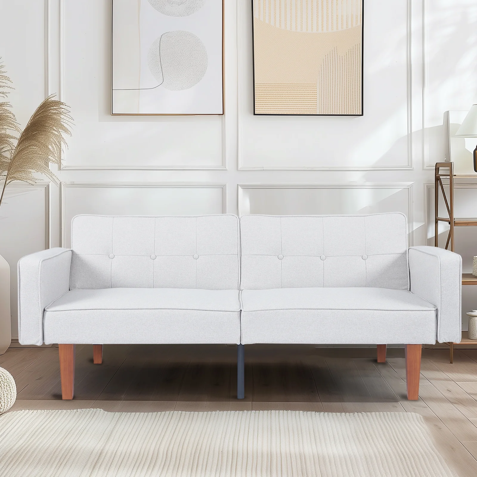 Sofa Bed, Convertible Memory Foam Futon Couch, Adjustable Sleeper Sofa Bed for Living Room, Gray - Image 10