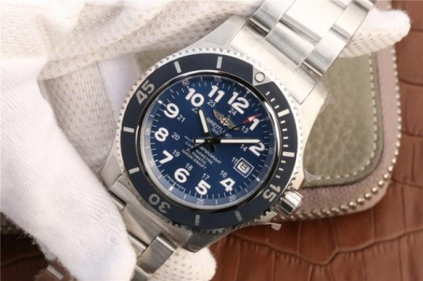 Replica Breitling SuperOcean  II 44mm GF Blue Dial SS Bracelet A2824 - Elite Watch Atelier