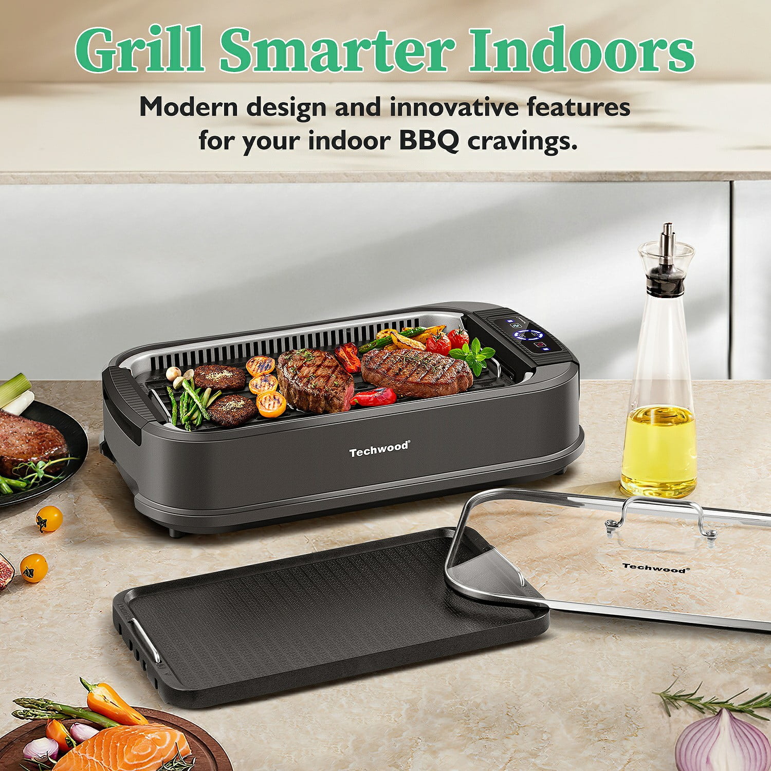 Techwood Indoor Smokeless Grill, 1500W, Black, Electric Portable Korean BBQ Grill with Tempered Glass Lid - Image 45